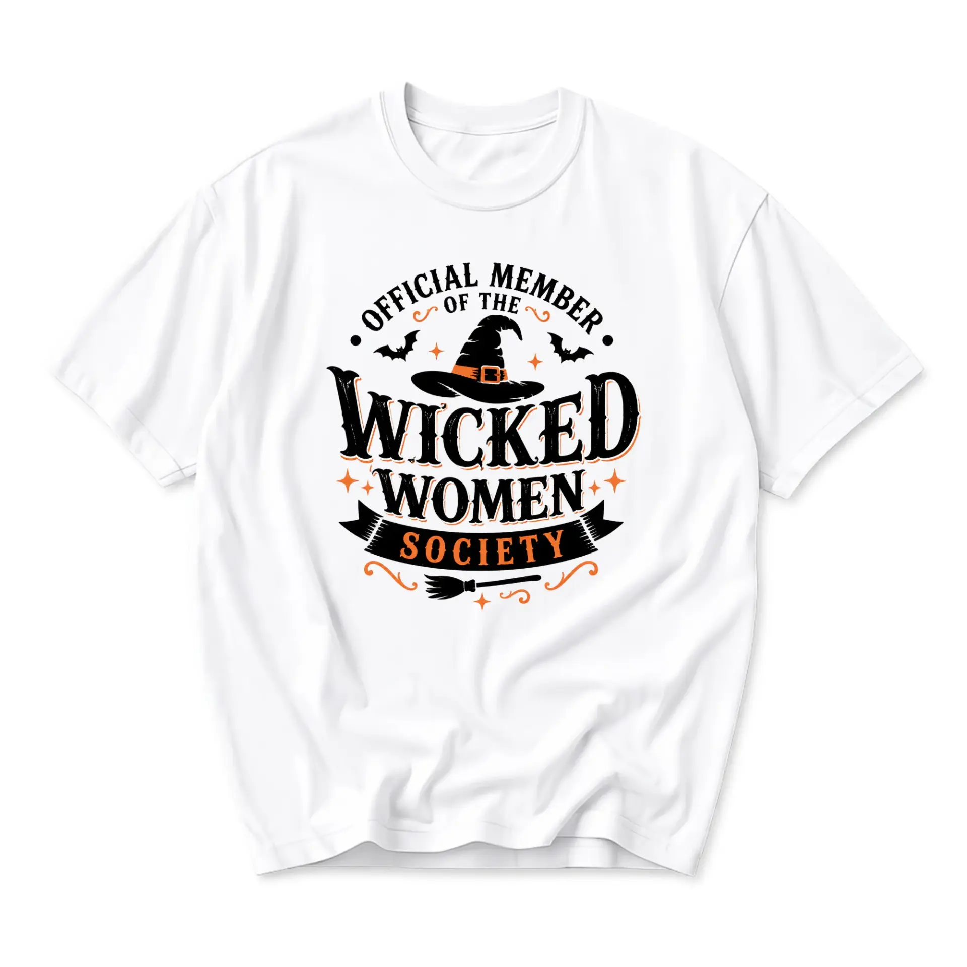 Funny Shirt Official Member of the Wicked Women Society Graphic Tee Unisex Cotton Casual Top for Fall Seasonal Wear