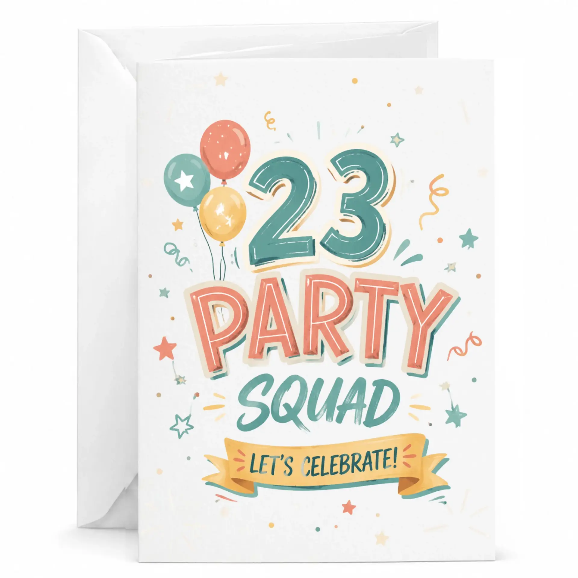 Birthday Card 23 Party Squad Funny Celebration Greeting Card for Twenty Third Birthday and Milestone Party Invitations