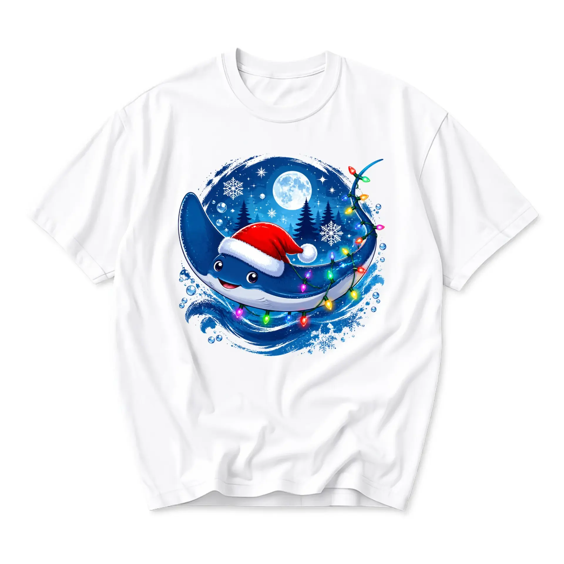 Graphic Tee Unisex Holiday Stingray T-Shirt Cute Underwater Ocean Christmas