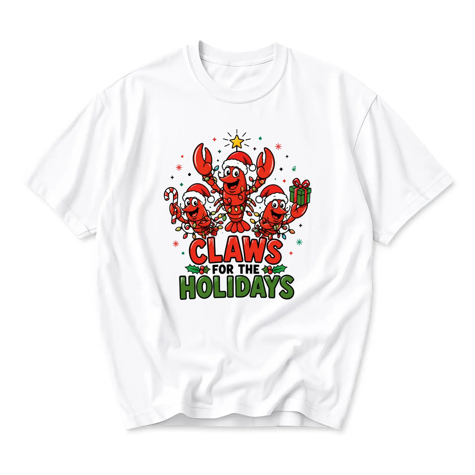 Funny Shirt Claws for the Holidays Lobster Christmas Graphic Tee Unisex