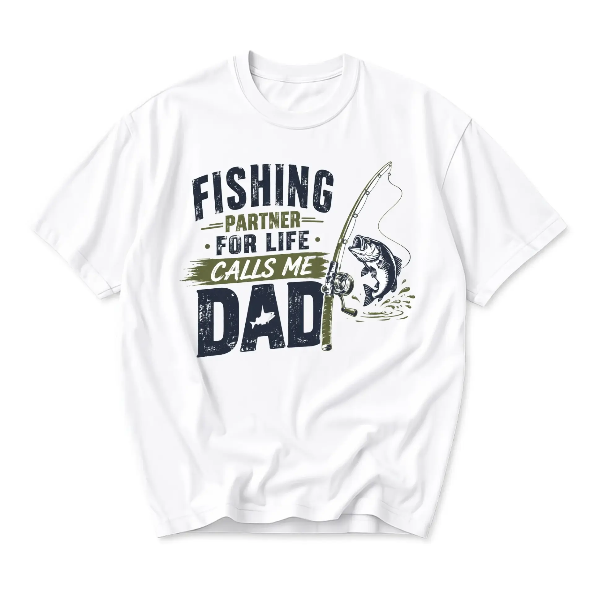 Funny Shirt Fishing Partner Calls Me Dad Graphic Tee Unisex Crew Neck Casual Cotton Blend Sport Apparel