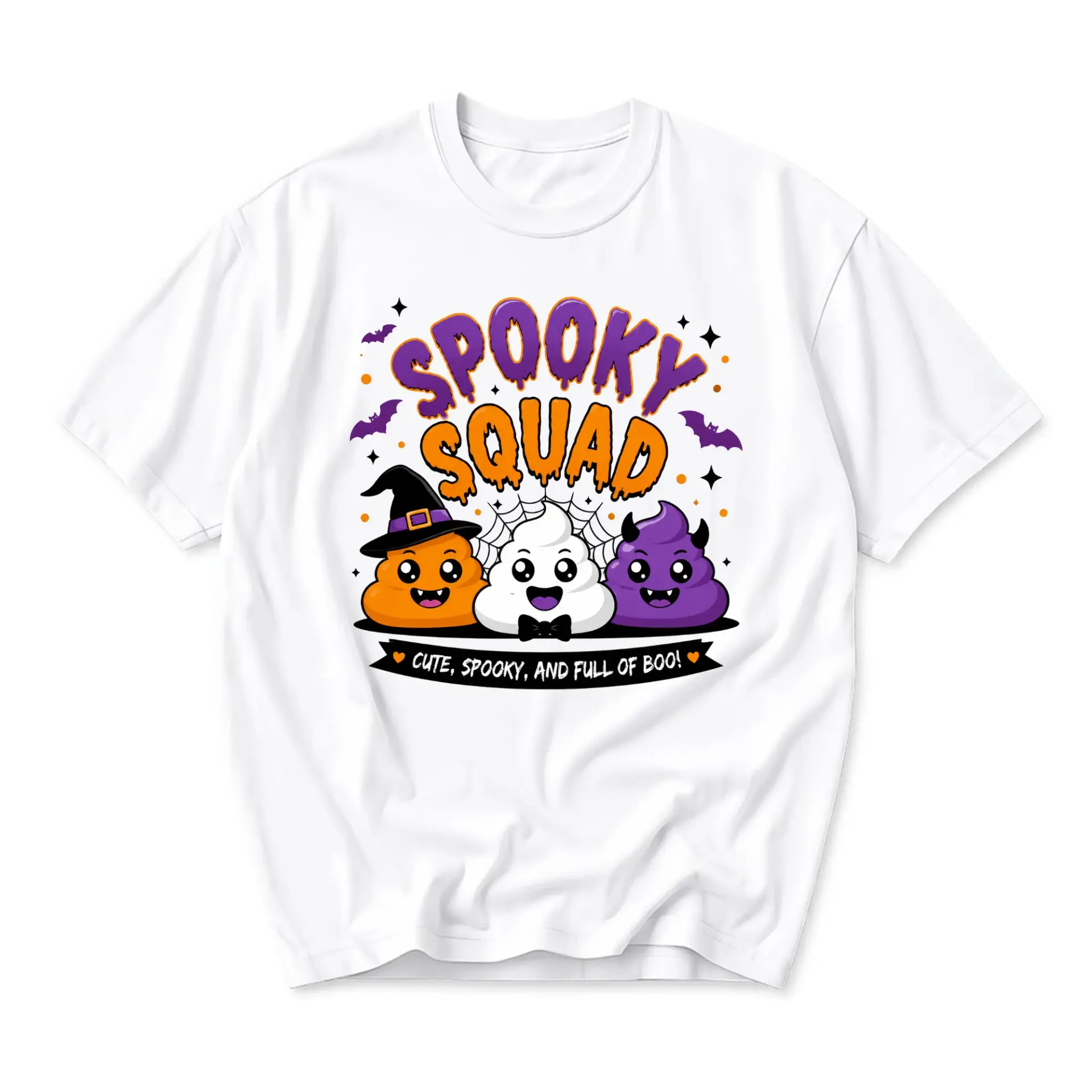 Funny Shirt Spooky Squad Halloween Graphic Tee Unisex Crew Neck Short Sleeve Top for Casual Autumn Seasonal Wear