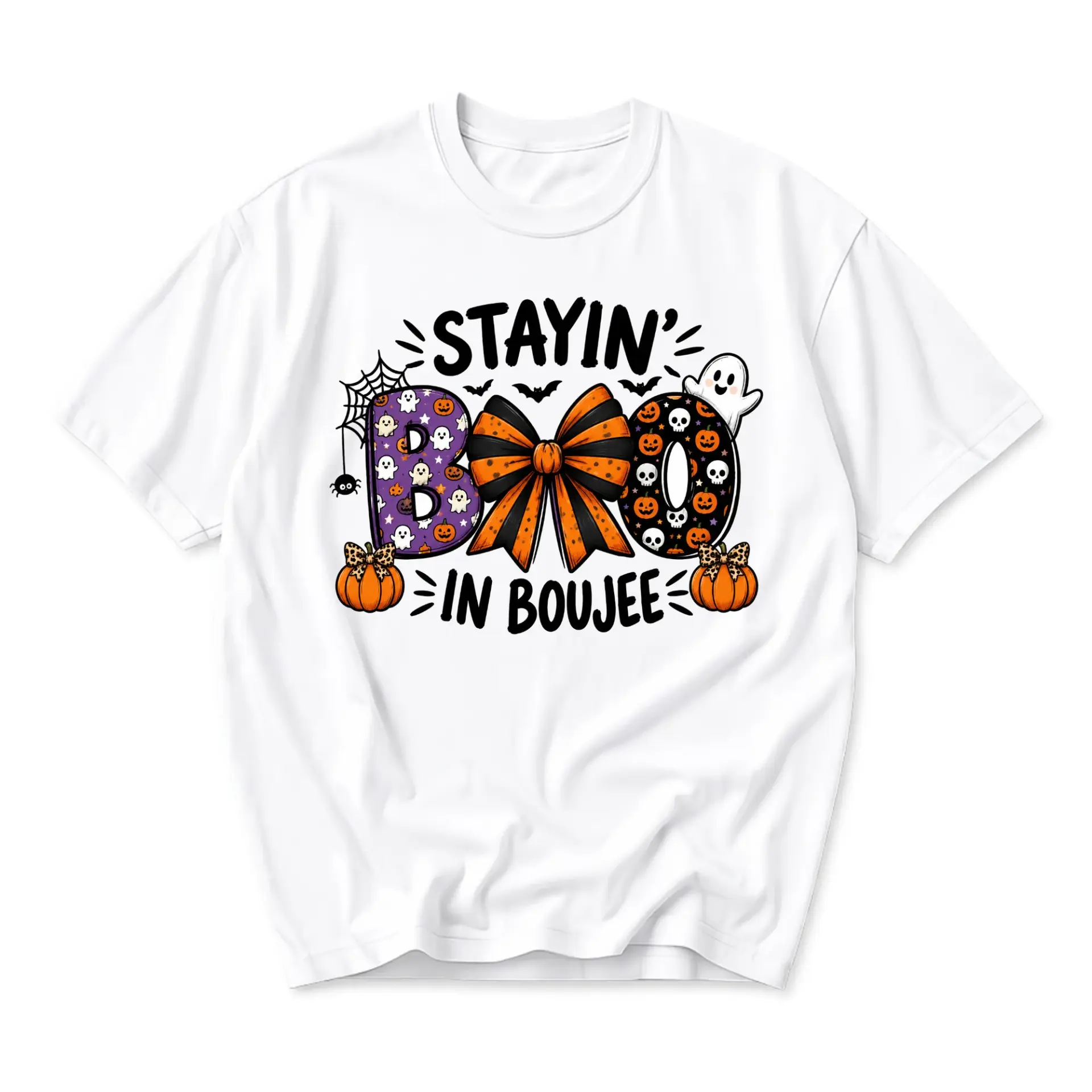Funny Shirt Stayin Boo in Boujee Graphic Tee Seasonal Holiday Apparel for Casual Wear and Everyday Fashion Statement