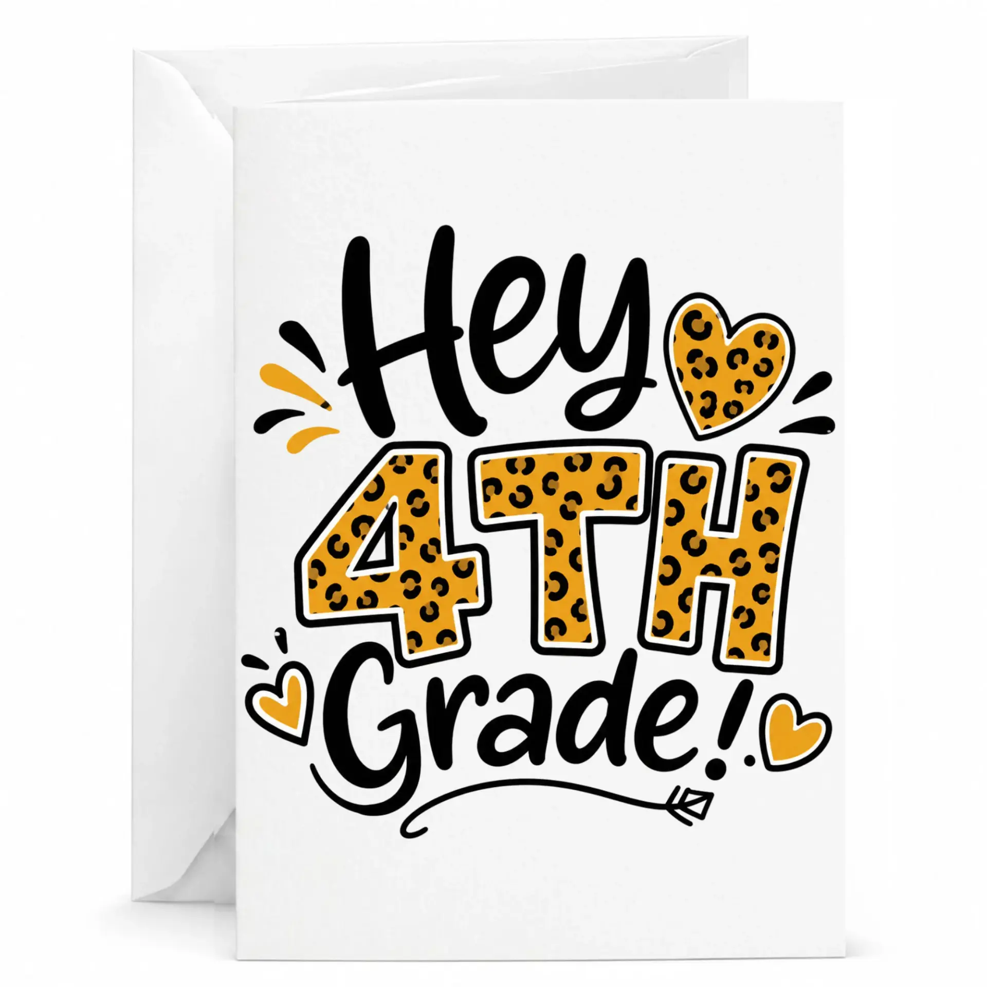 Greeting Card Hey 4th Leopard Print Design Encouragement Note for Students and Classmates