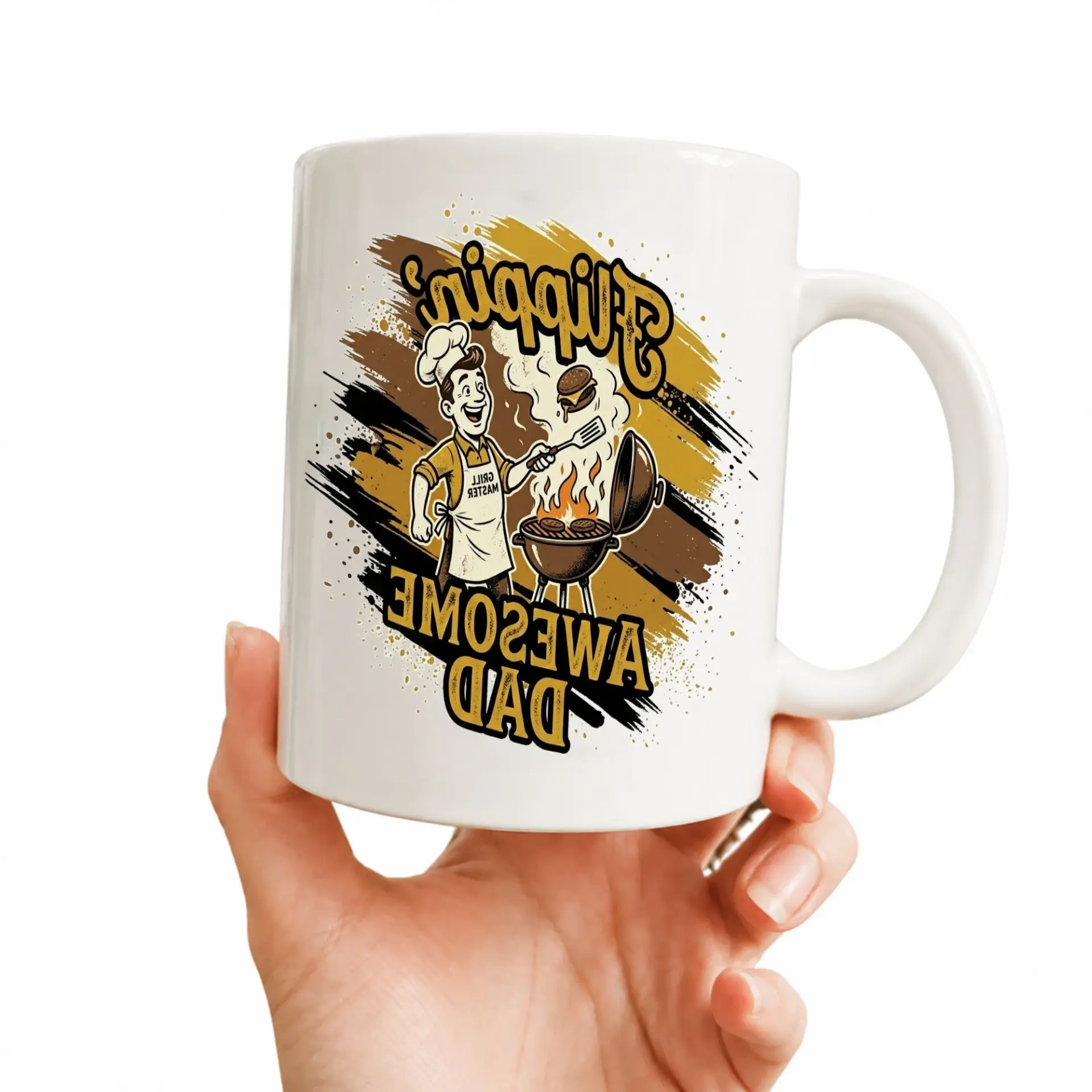 Funny Coffee Mug Flippin Awesome Dad Ceramic Cup for Barbecue Enthusiasts and Home Kitchen Drinkware
