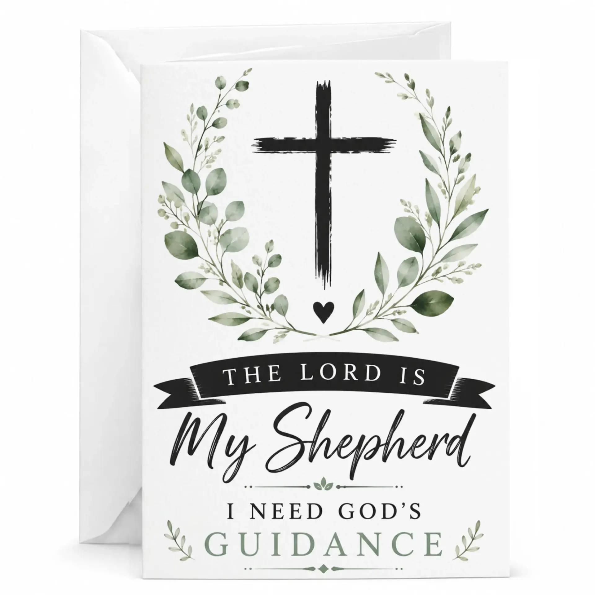 Greeting Card with Religious Theme Featuring and Wreath Design for Spiritual Encouragement