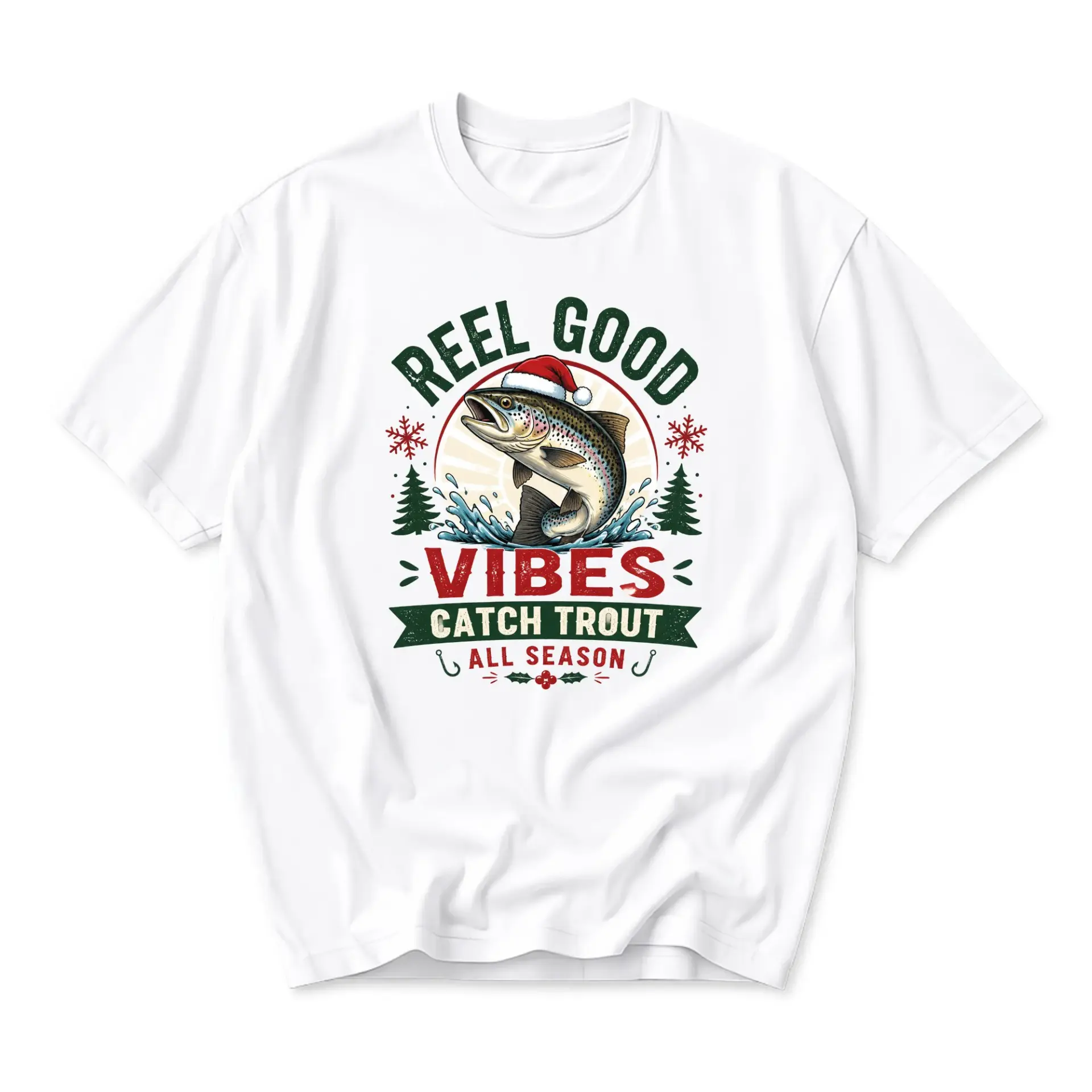 Funny Shirt Reel Catch Trout All Season Graphic Tee Holiday Fishing Themed