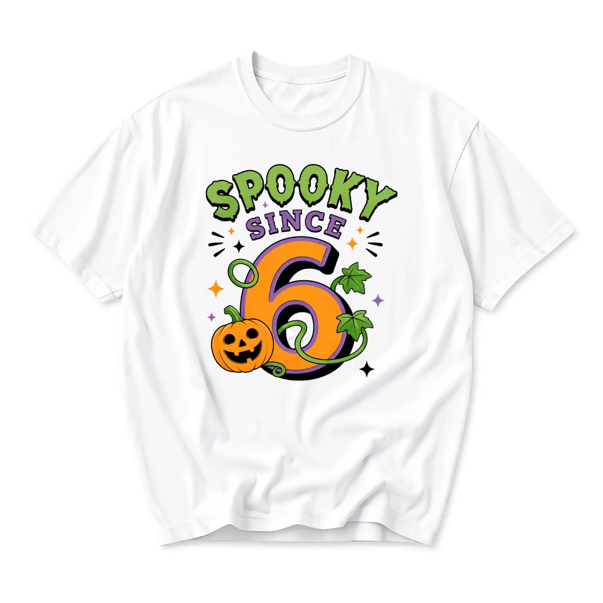 Graphic Tee Spooky Since 6 Halloween Birthday Unisex T-Shirt Seasonal Celebration Autumn Apparel Casual Cotton Crewneck