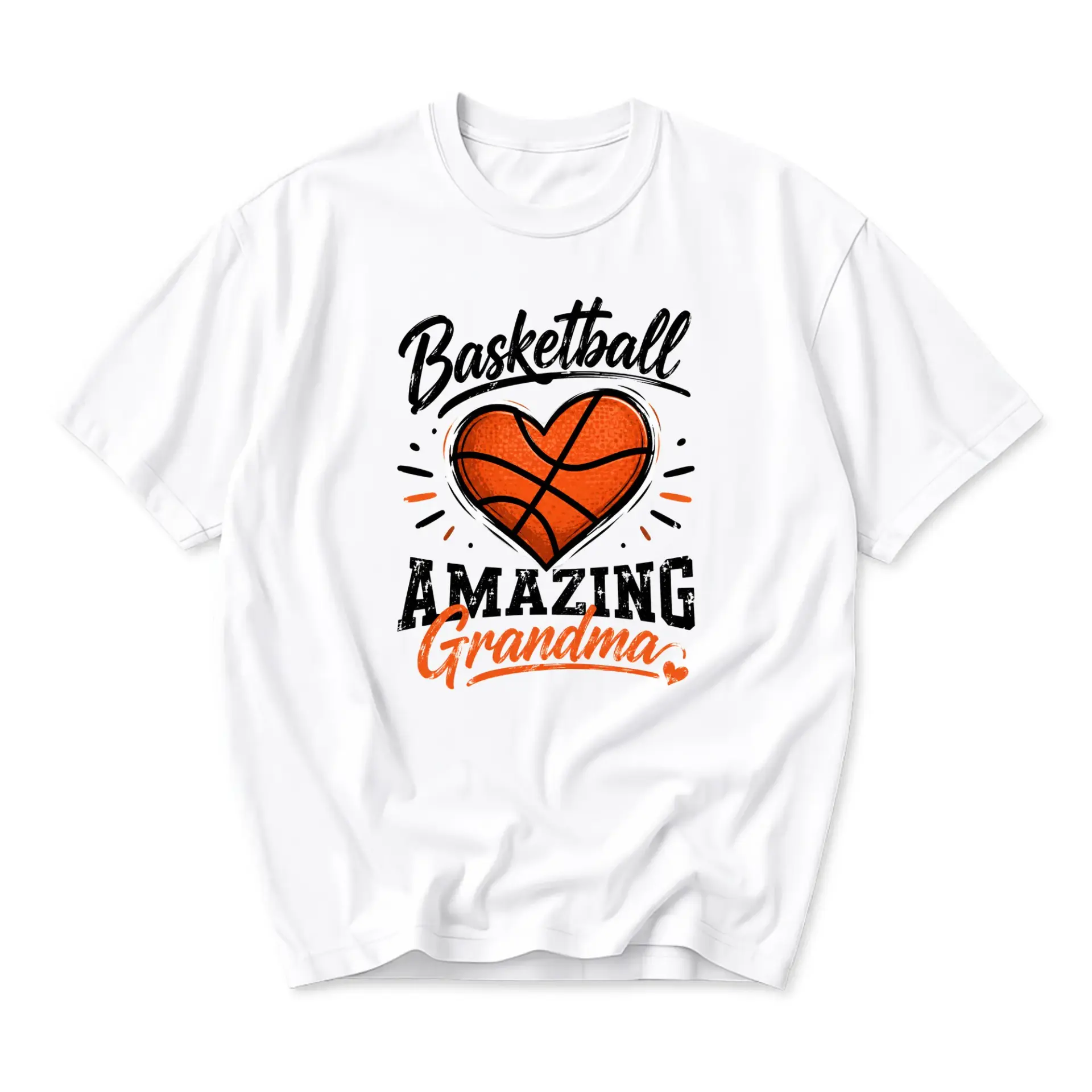 Funny Shirt Basketball Amazing Grandma Graphic Tee Sporty Heart Print