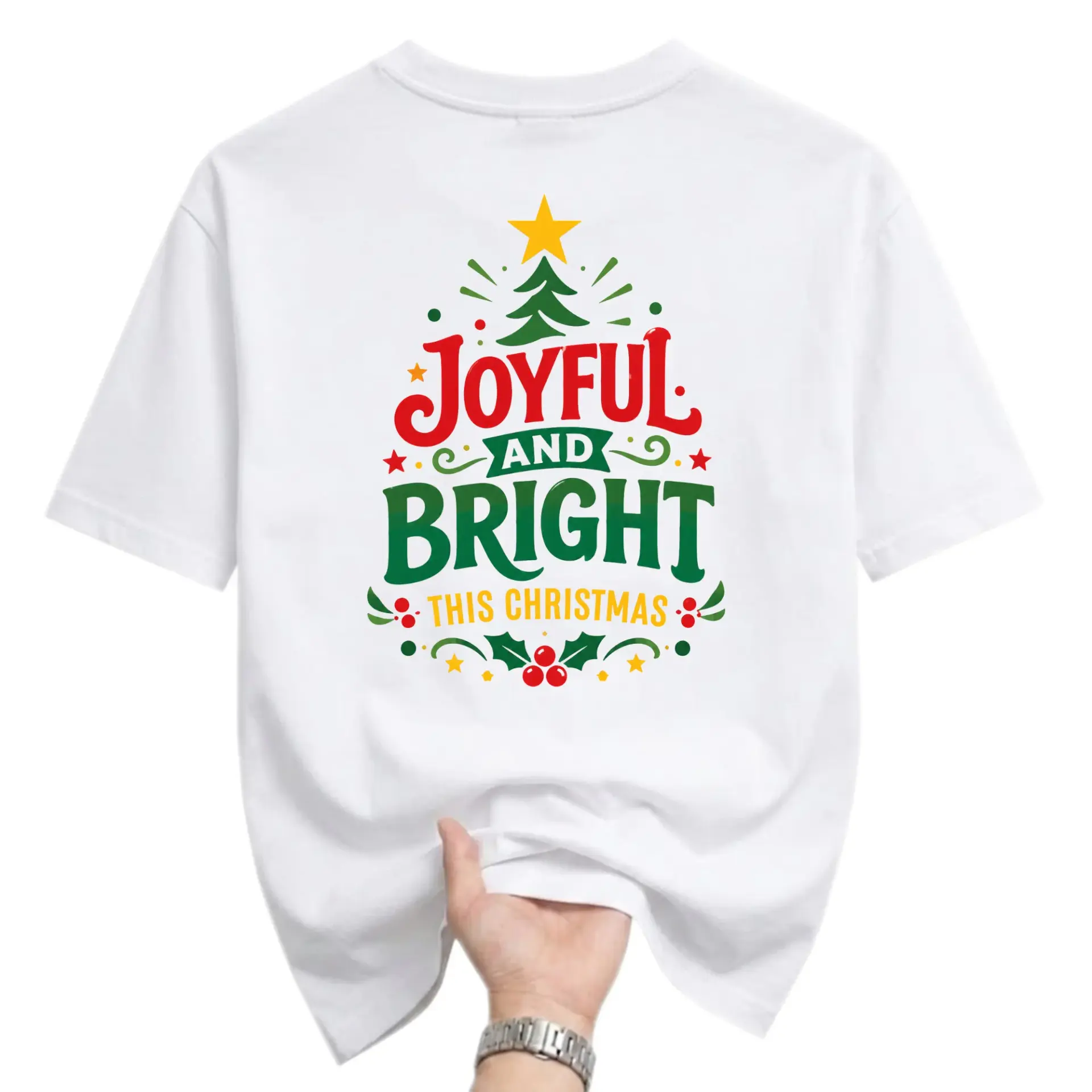 Graphic Tee Joyful and Bright This Christmas Holiday T-Shirt Seasonal