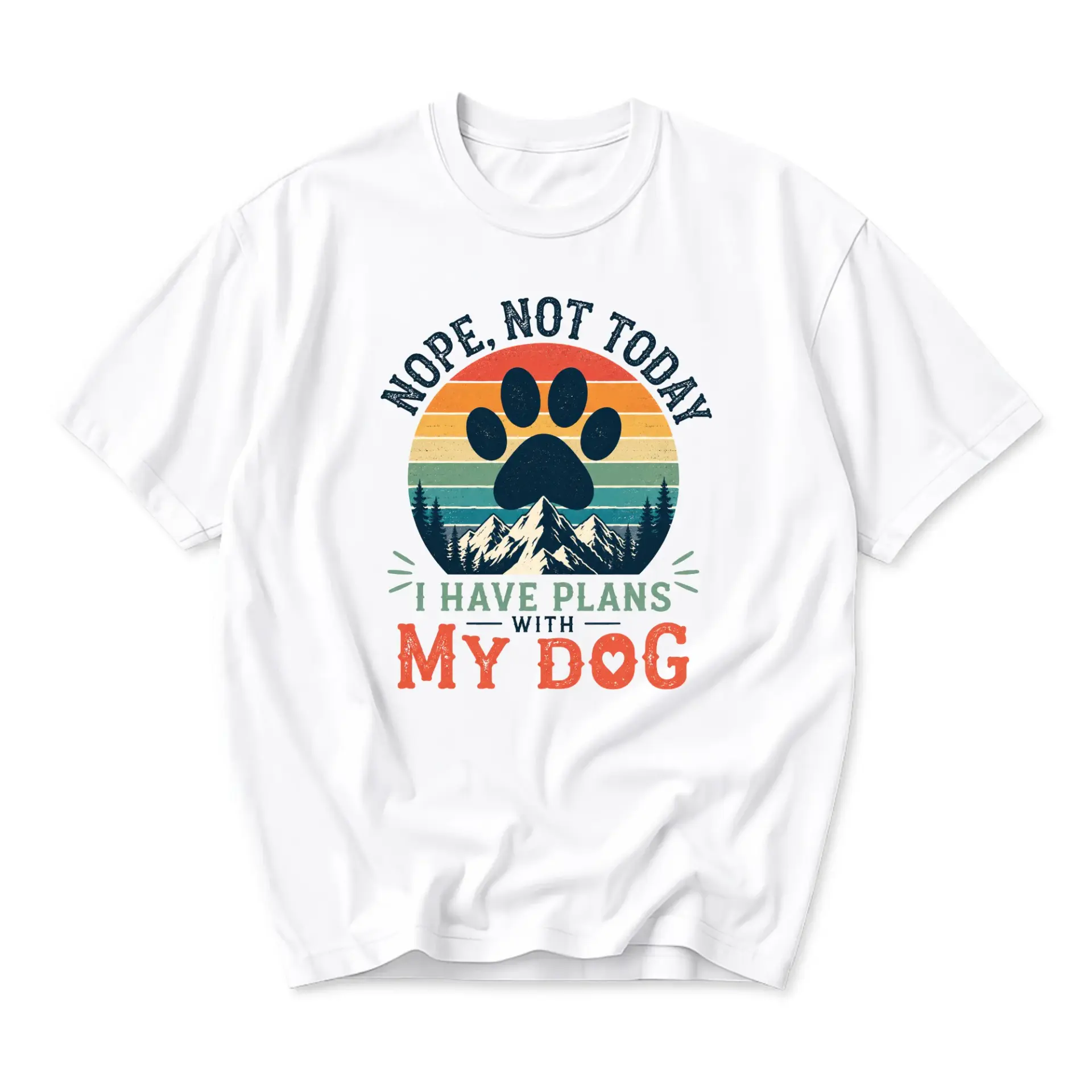 Funny Shirt Not Today I Have Plans with Retro Mountain Paw Print Graphic