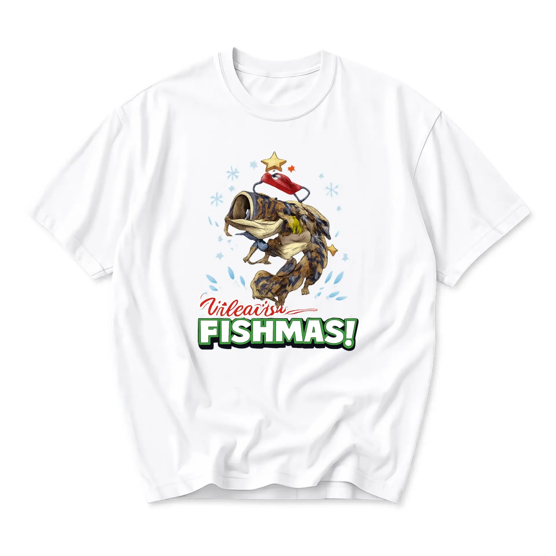 Funny Shirt Vileairu Fishmas Graphic Printed T-Shirt for Men and Women