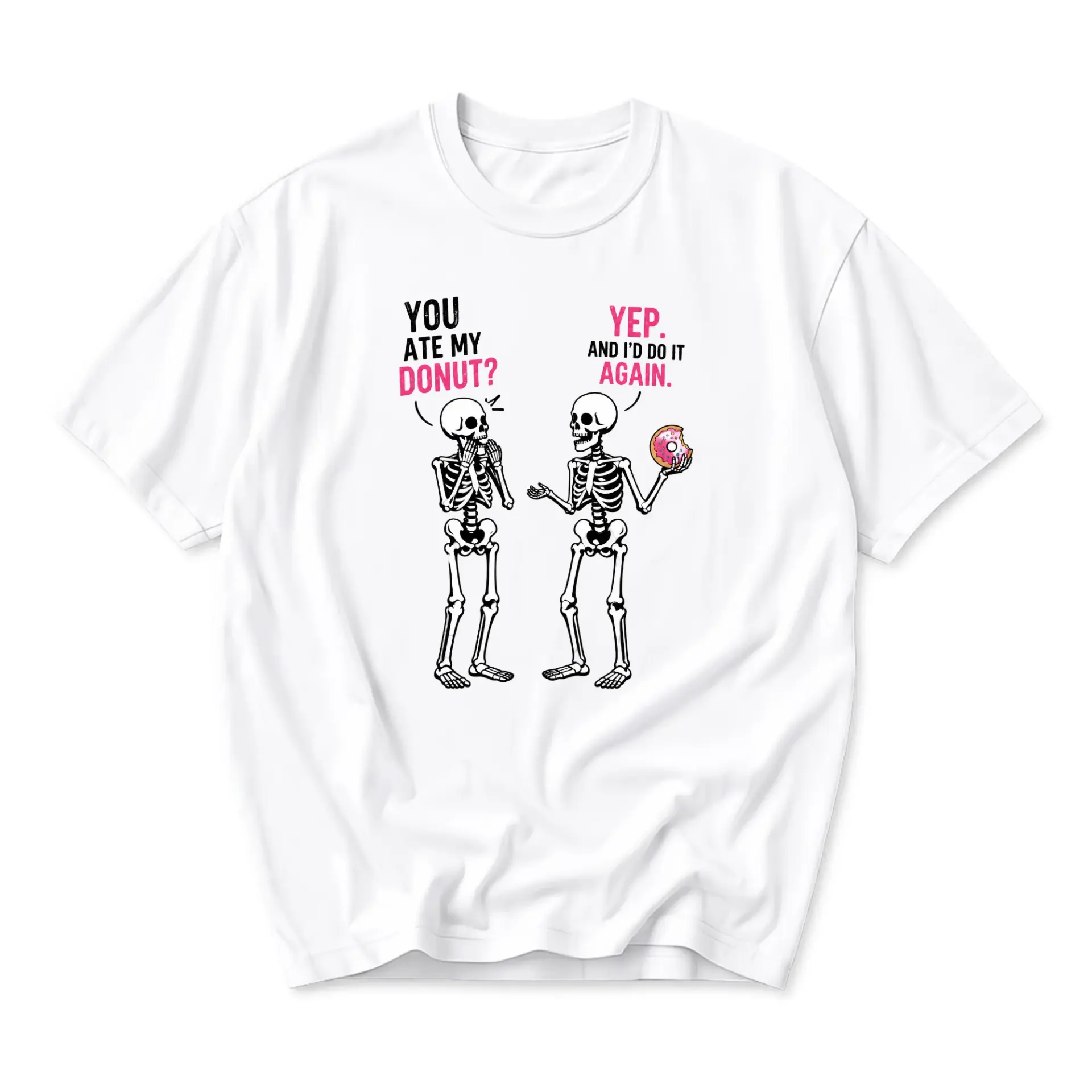 Funny Shirt Skeleton Donut Humor Graphic Tee Unisex Casual Apparel for Everyday Style and Comfortable Daily Wear