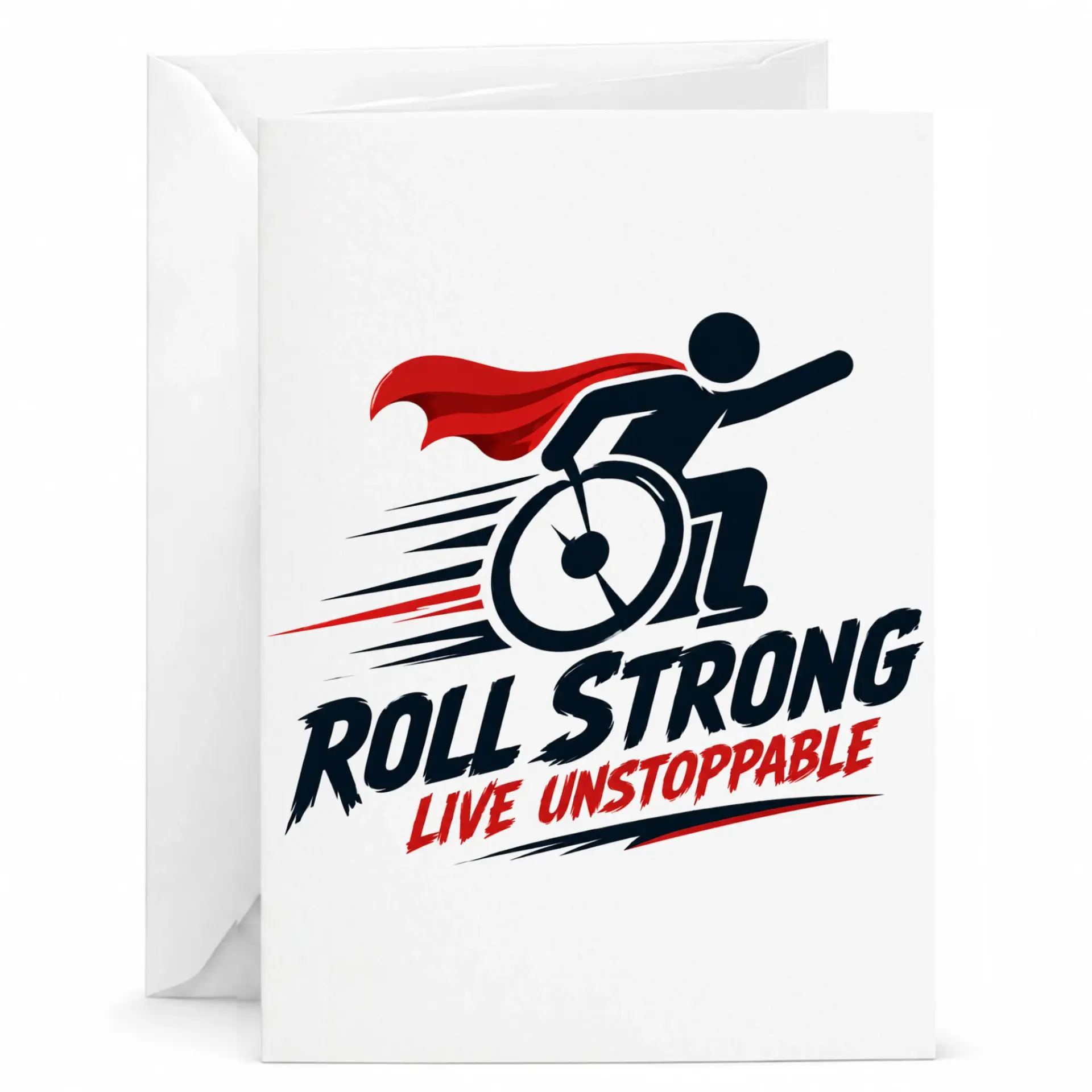 Inspirational Greeting Card Roll Strong Live Unstoppable Superhero Design Folded Card for Encouragement and Support