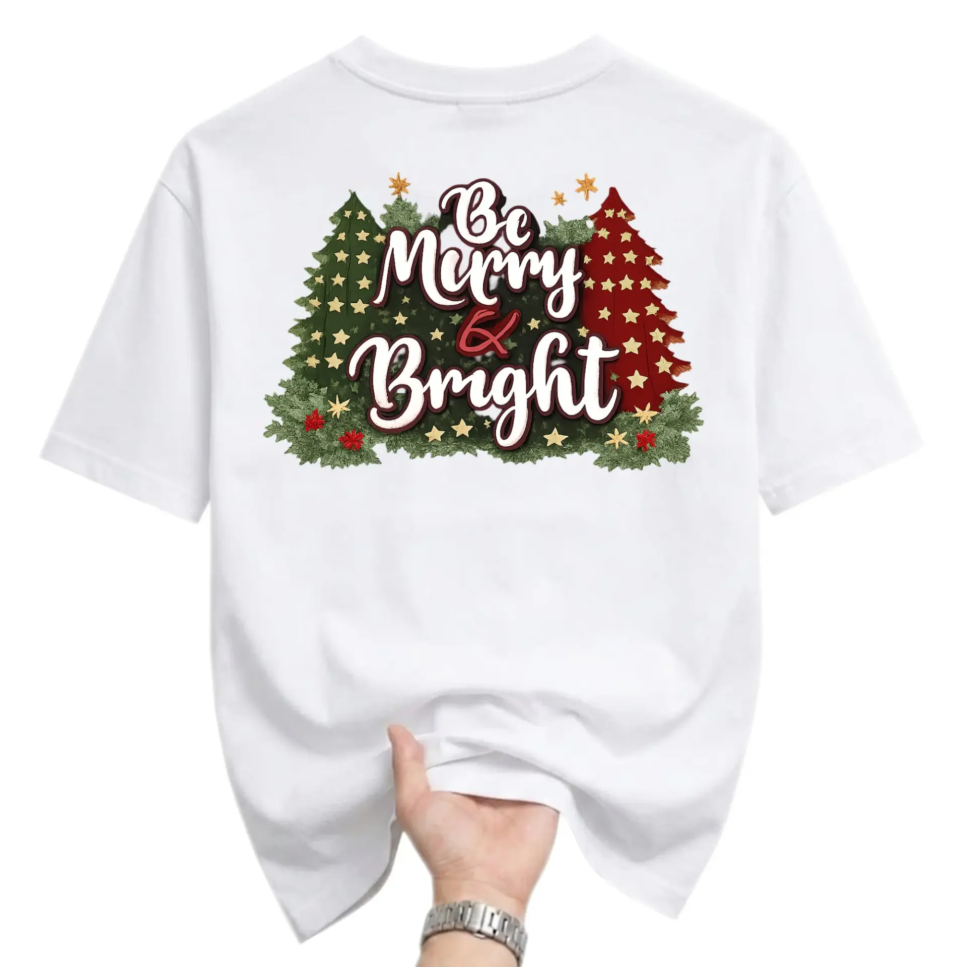 Graphic Tee Be Merry and Bright Holiday Season Unisex Crew Neck T-Shirt for