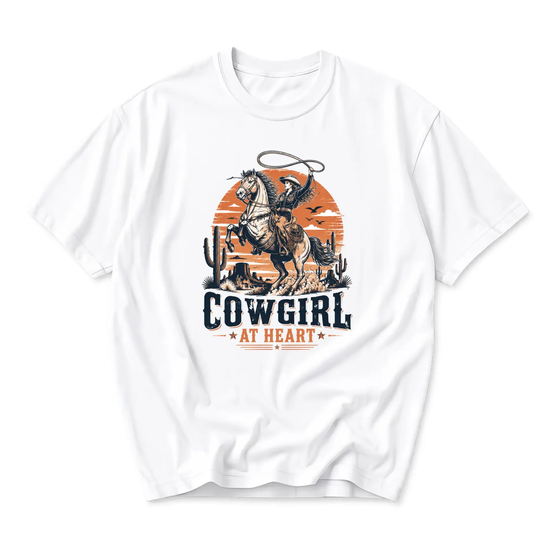 Graphic Tee Cowgirl at Heart Western Style Illustration Unisex Crew Neck