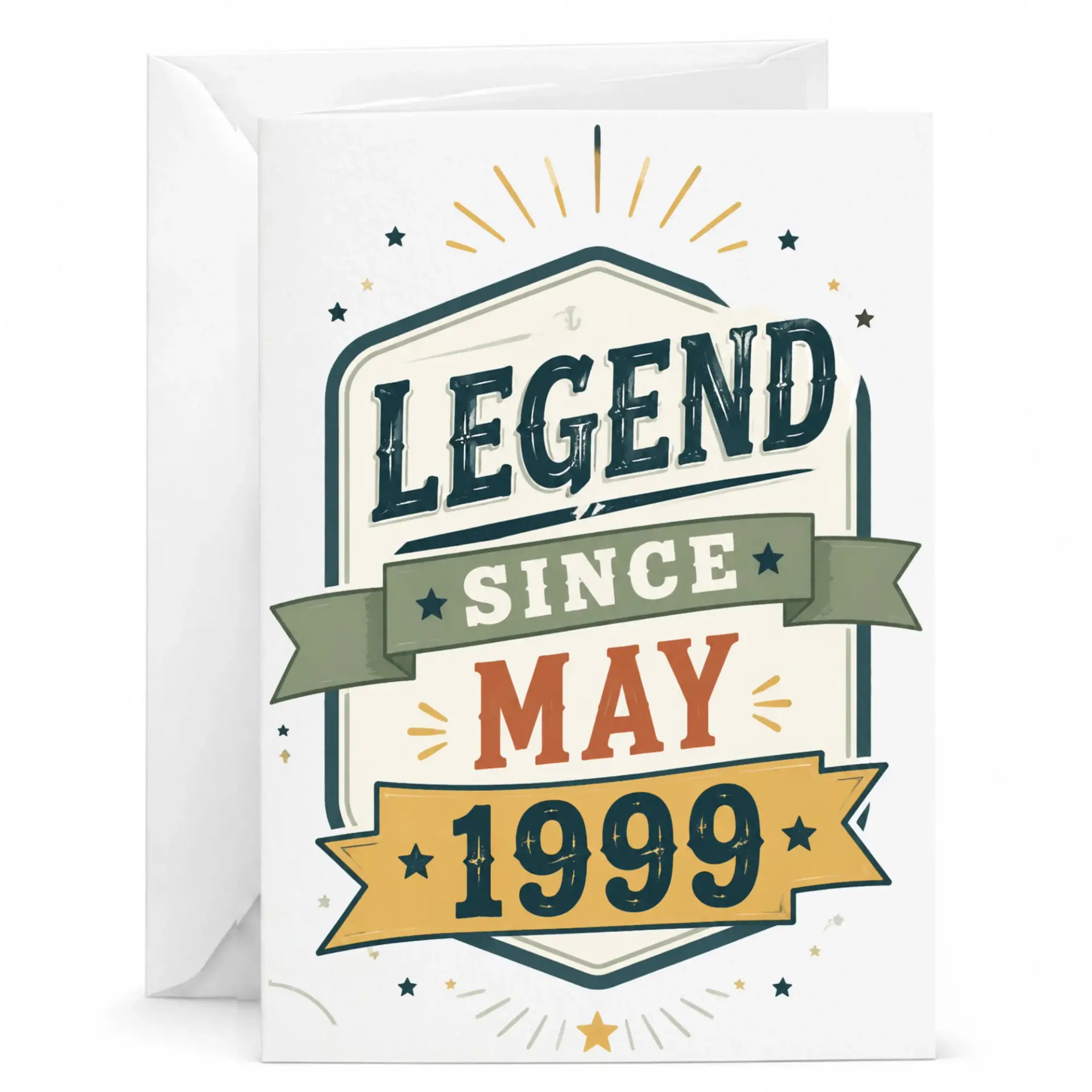 Birthday Card Legend Since May 1999 Vintage Style Greeting Card for Milestone Celebration and Keepsake Gift
