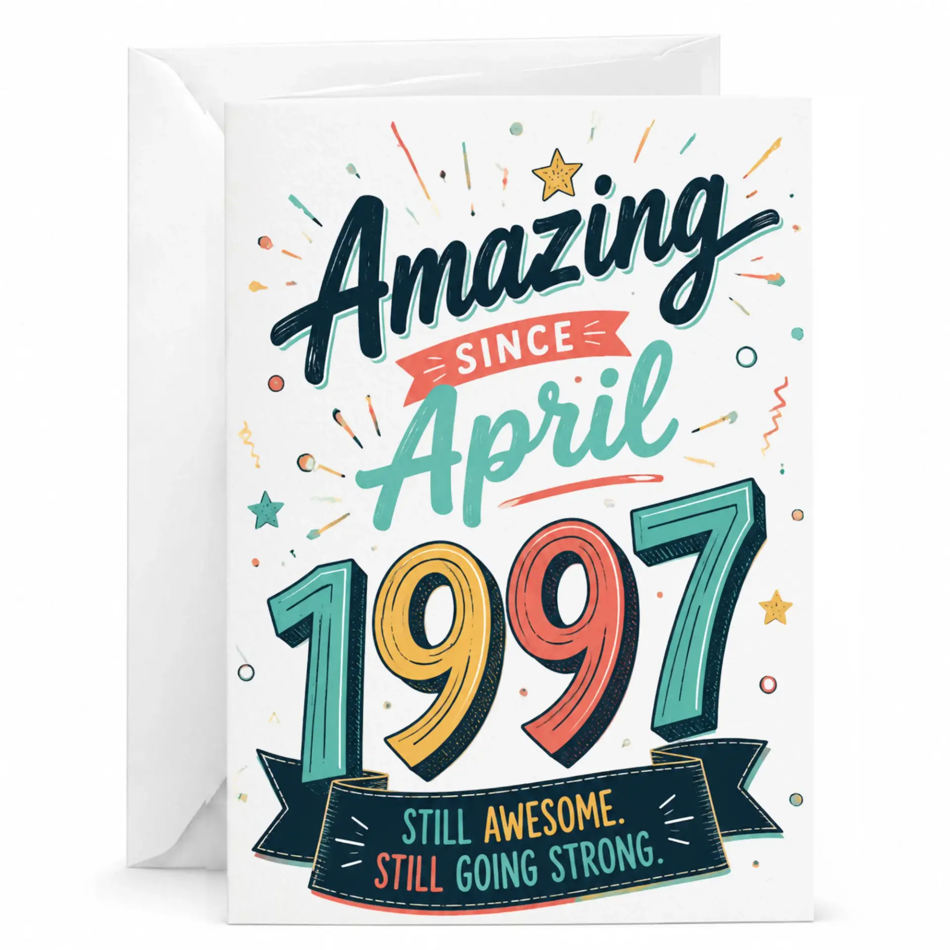 Birthday Card Amazing Since April 1997 Greeting Card with Envelope for Milestone Anniversary Celebration