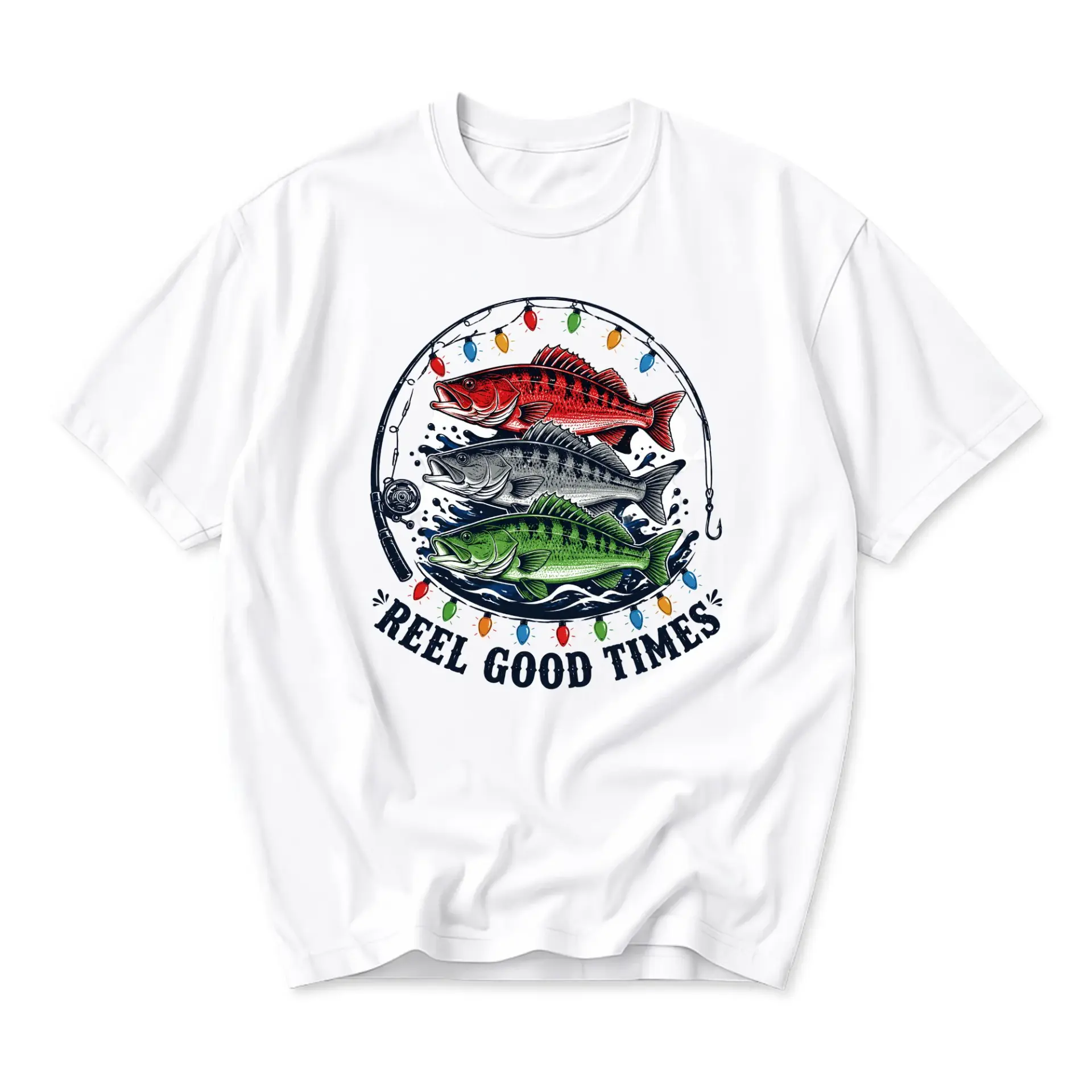 Funny Shirt Reel Good Times Fishing Graphic Tee Unisex Casual Crew Neck