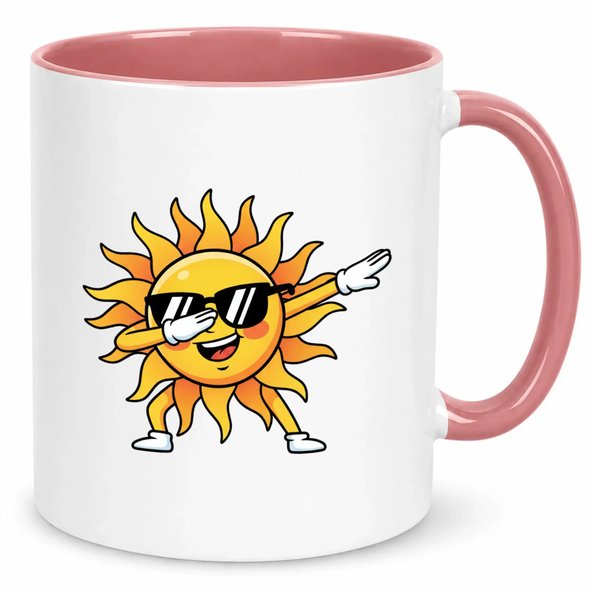 Funny Sun Dabbing Ceramic Coffee Mug, Cute Cartoon Sunshine Theme Beverage Cup, Unique Novelty Drinkware for Home Office Gift Idea