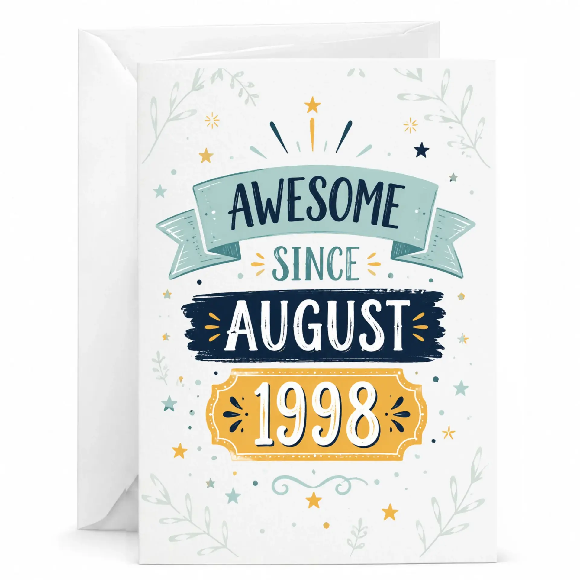 Birthday Card Awesome Since August 1998 Greeting Card for Milestone Celebration Printed Stationery with Matching Envelope