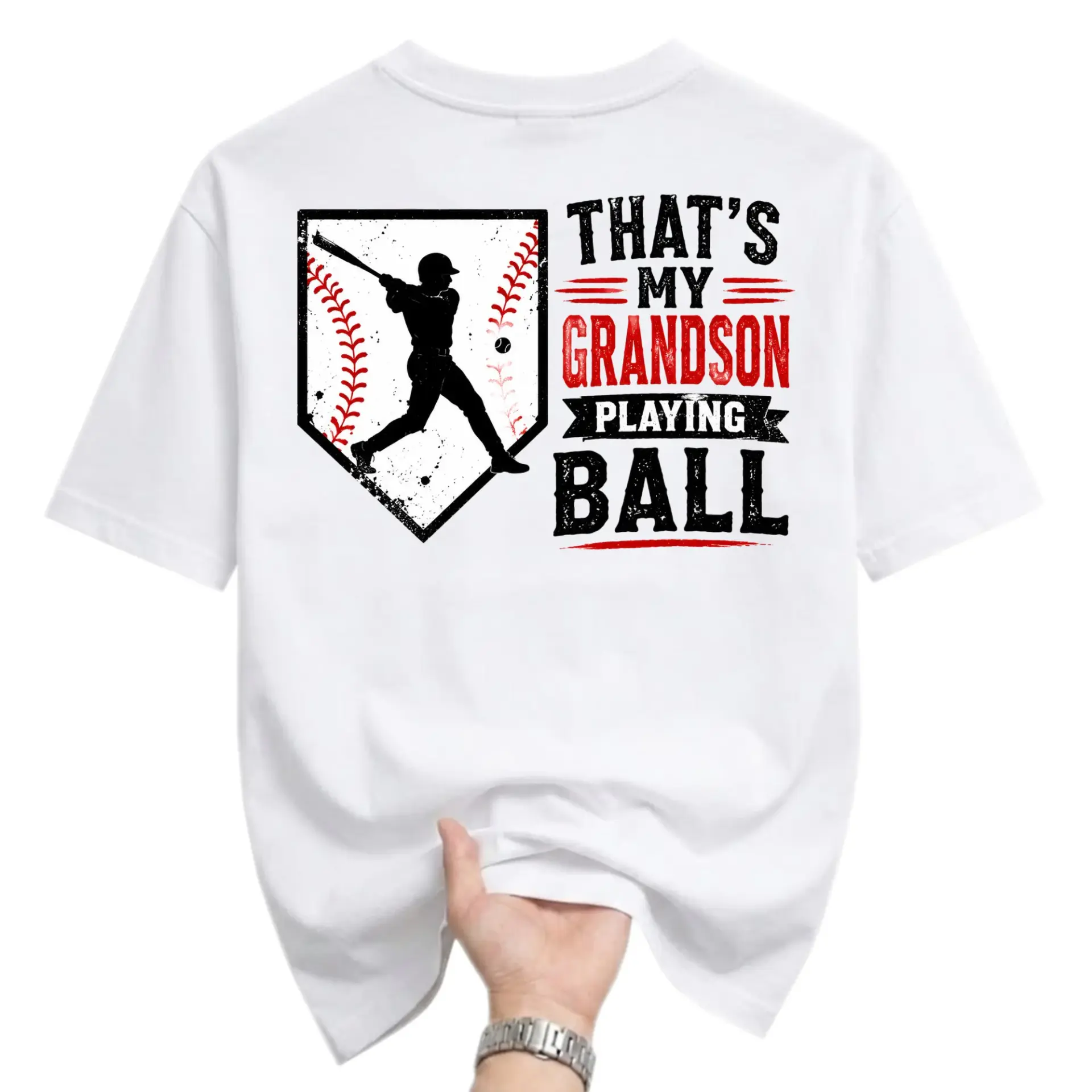 Graphic Tee That Is My Grandson Playing Baseball Fan Support Unisex Crew Neck Casual Everyday Sports T-Shirt