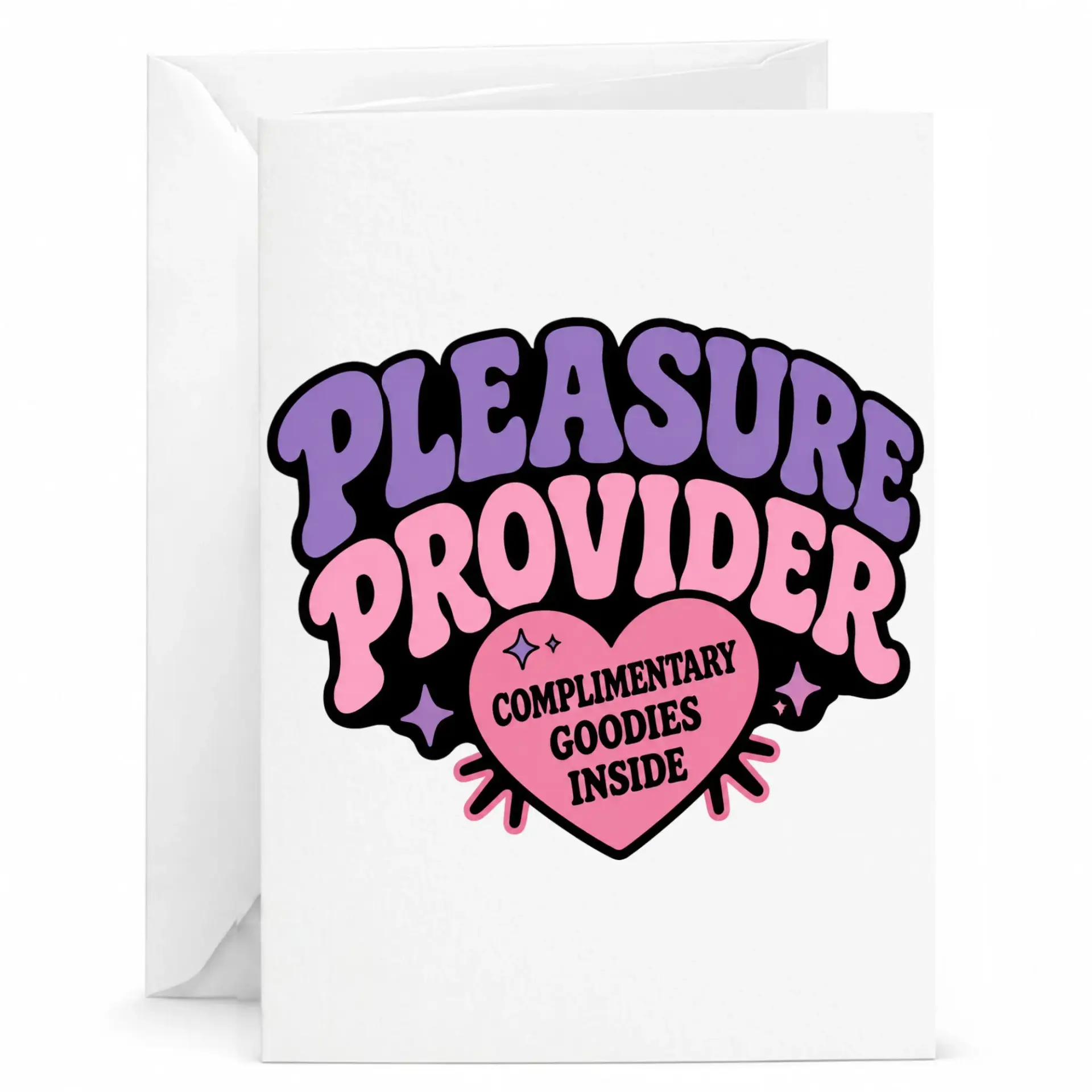 Funny Greeting Card Pleasure Provider Complimentary Goodies Inside Retro Design with White Envelope 5x7 Inches