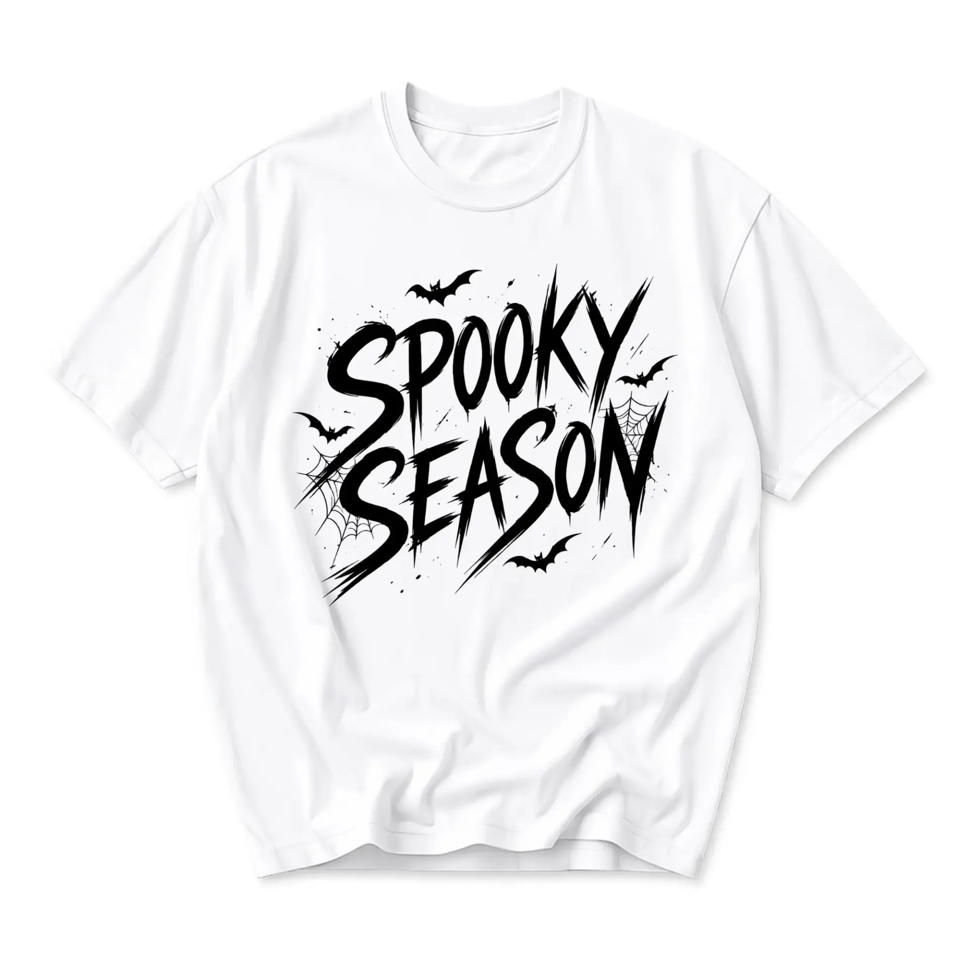 Graphic Tee Spooky Season Print Unisex Crew Neck Casual Everyday Short Sleeve Cotton Blend Comfortable Shirt White