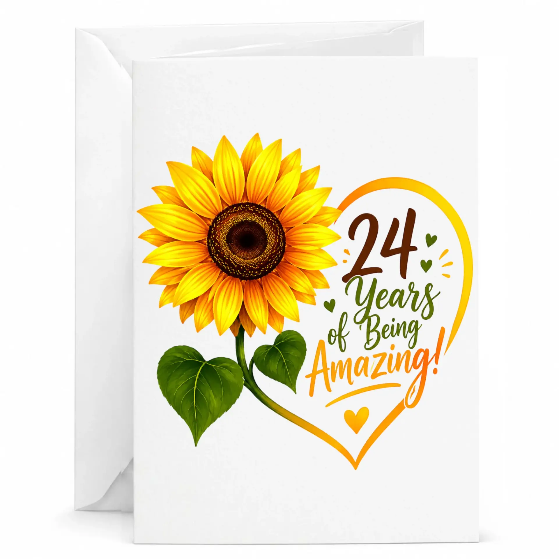 Birthday Card 24 Years of Being Amazing Sunflower Design Floral Greeting Card for Milestone Celebration Anniversary