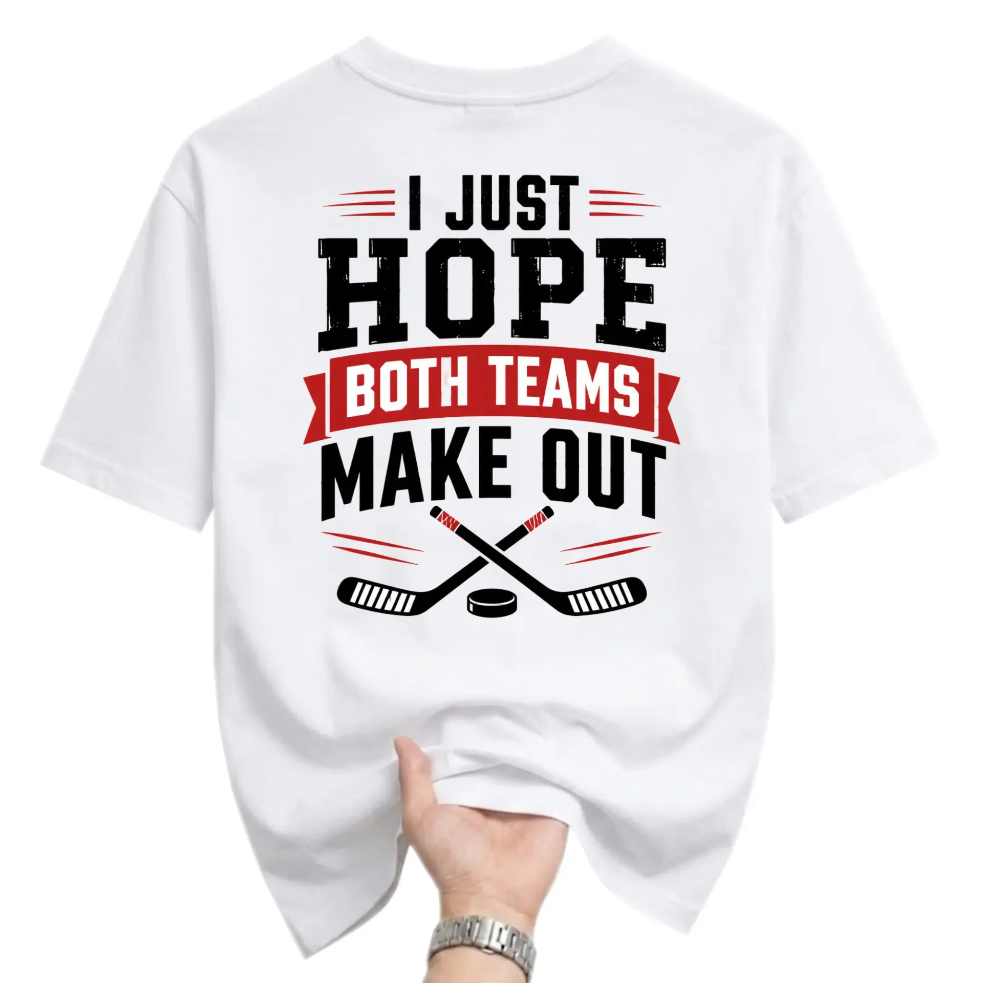 Funny Shirt I Just Hope Both Teams Make Out Hockey Graphic Tee Unisex Casual Apparel for Sport Fans and Humor Lovers