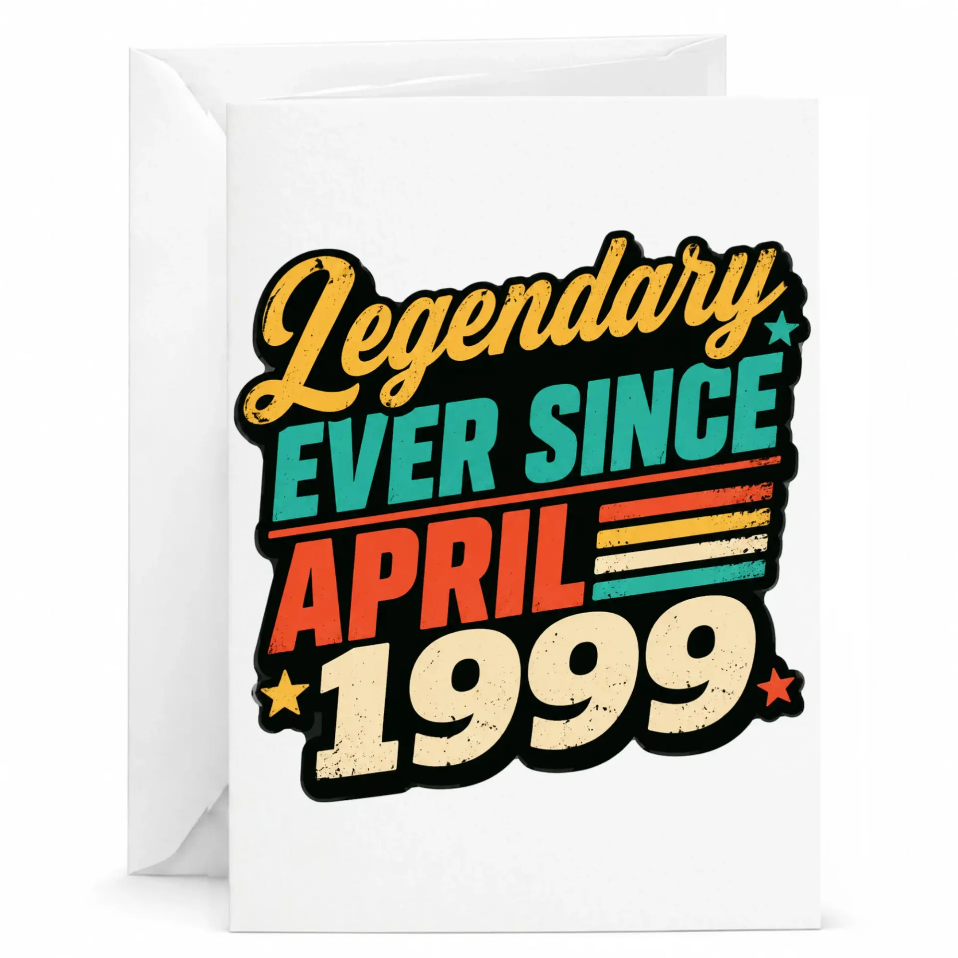Birthday Card Legendary Ever Since April 1999 Vintage Style Retro Aesthetic Greeting Card for Special Milestone Occasions