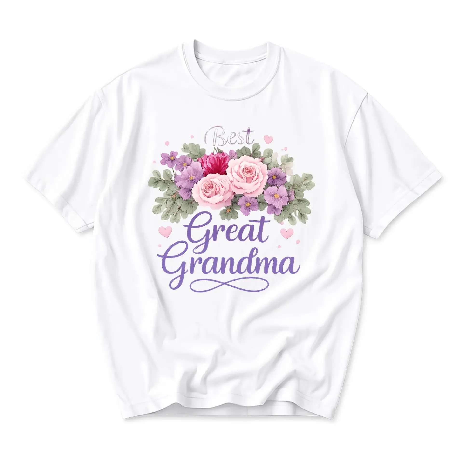 Graphic Tee Best Great Grandma Floral Art Unisex Crew Neck T-Shirt for Casual Everyday Wear and Heartfelt Gift Ideas