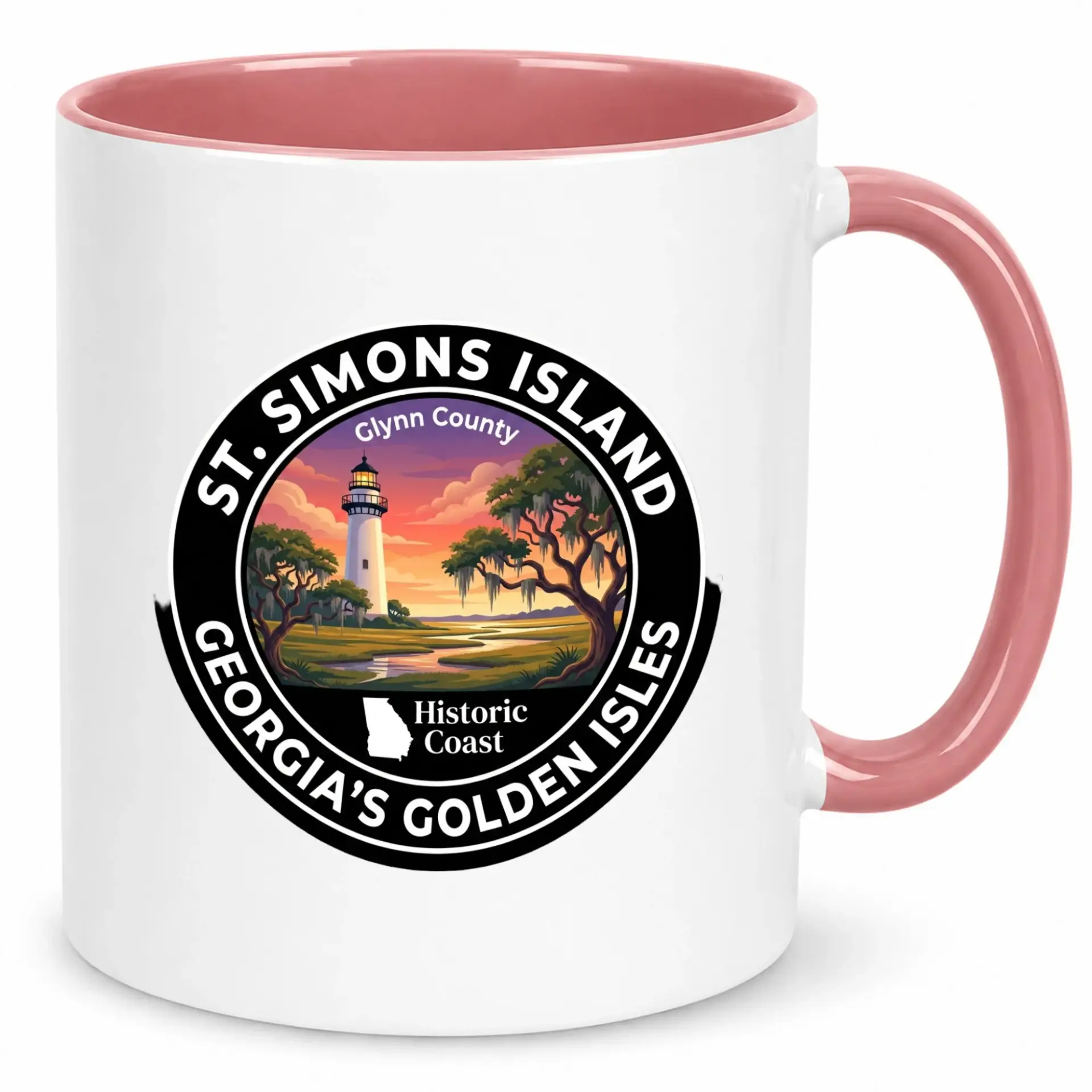 St. Simons Island Georgia Lighthouse Coffee Mug, Scenic Golden Isles Historic Coast Ceramic Cup, Unique Travel Souvenir Drinkware Gift