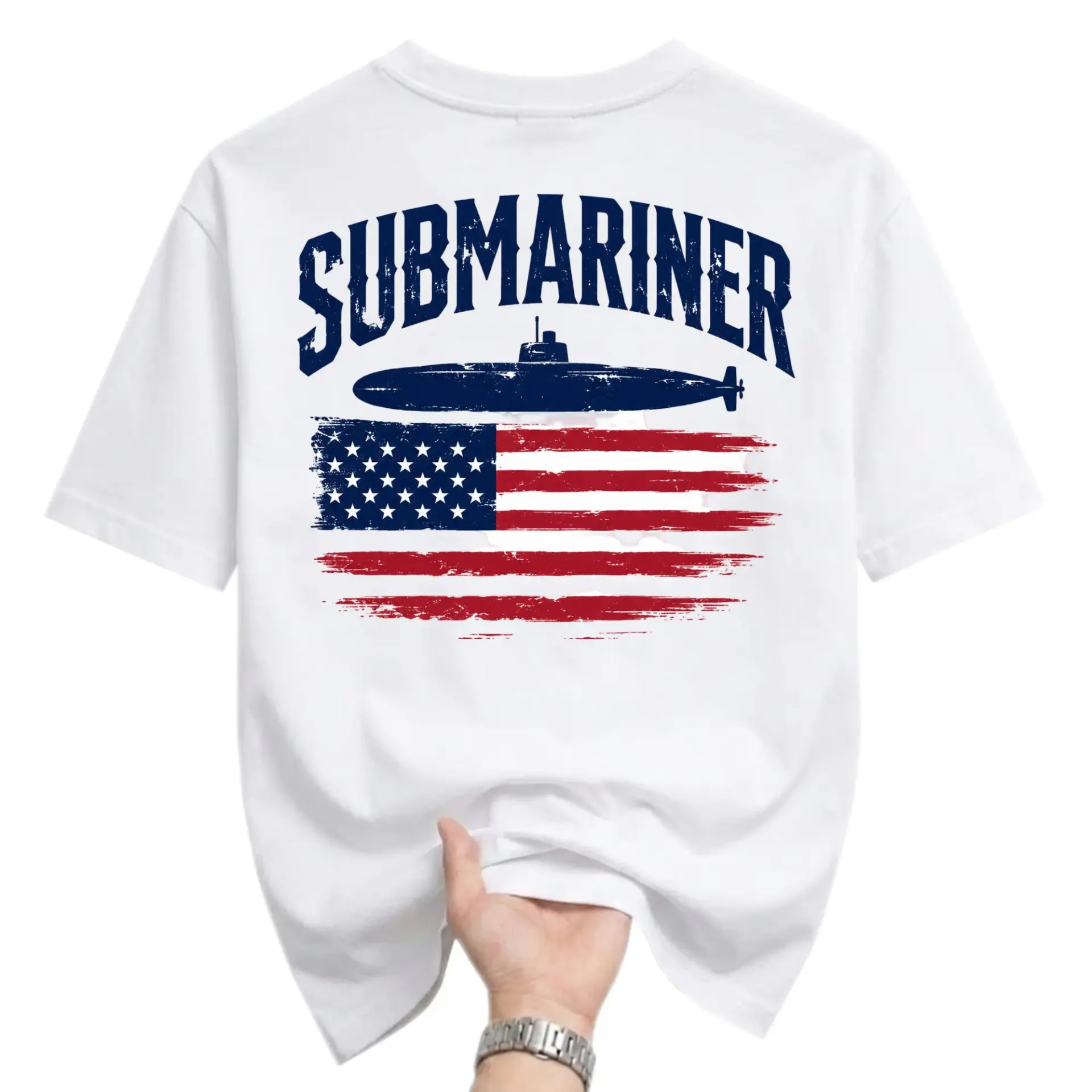T-shirt Submariner Patriotic Graphic Tee with American Flag Design Unisex Casual Crew Neck Comfortable Apparel