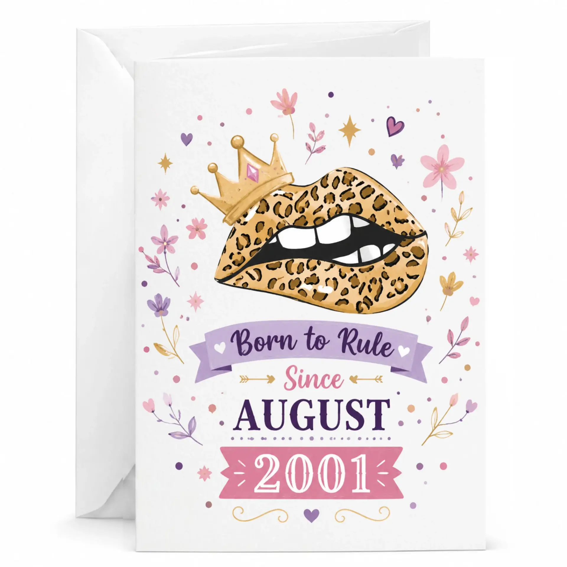 Birthday Card Born to Rule Since August 2001 Premium Greeting Card with Envelope for Milestone Celebration