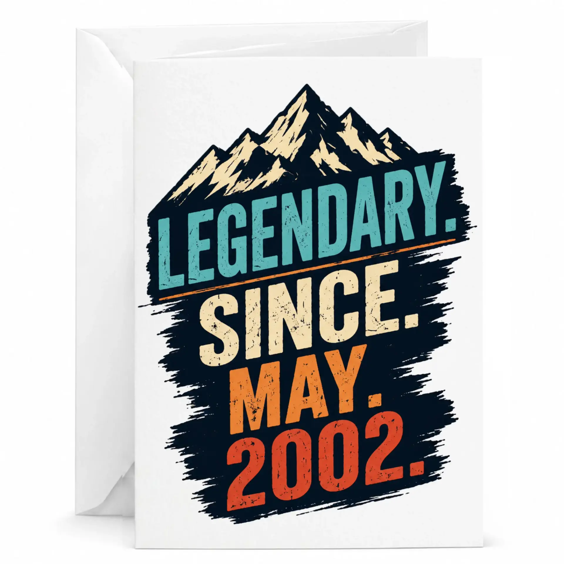 Birthday Card Legendary Since May 2002 Retro Vintage Mountain Design Greeting Card for Milestone Celebration