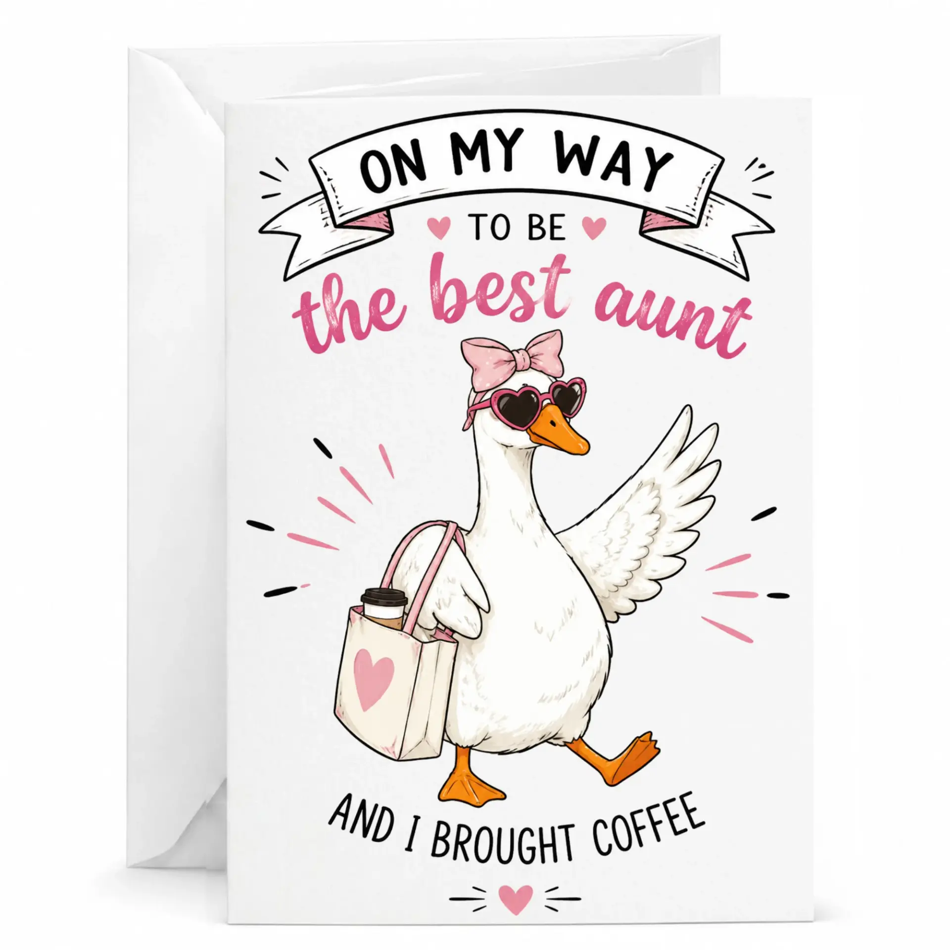 Funny Aunt Greeting Card Best Gift with Coffee Loving Design for New Auntie or