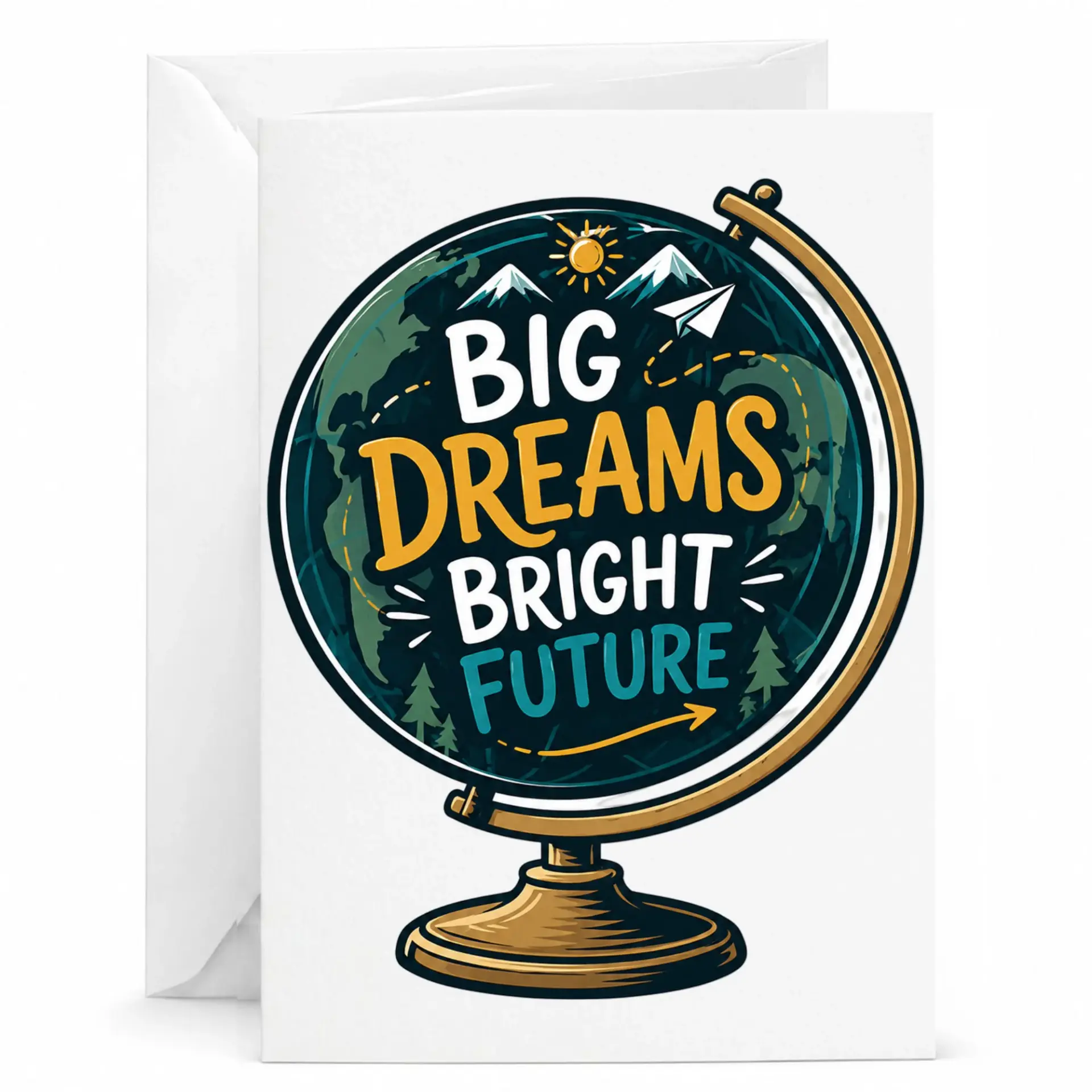 Inspirational Greeting Card Big Dreams Bright Future Illustration Professional Stationery for Congratulating