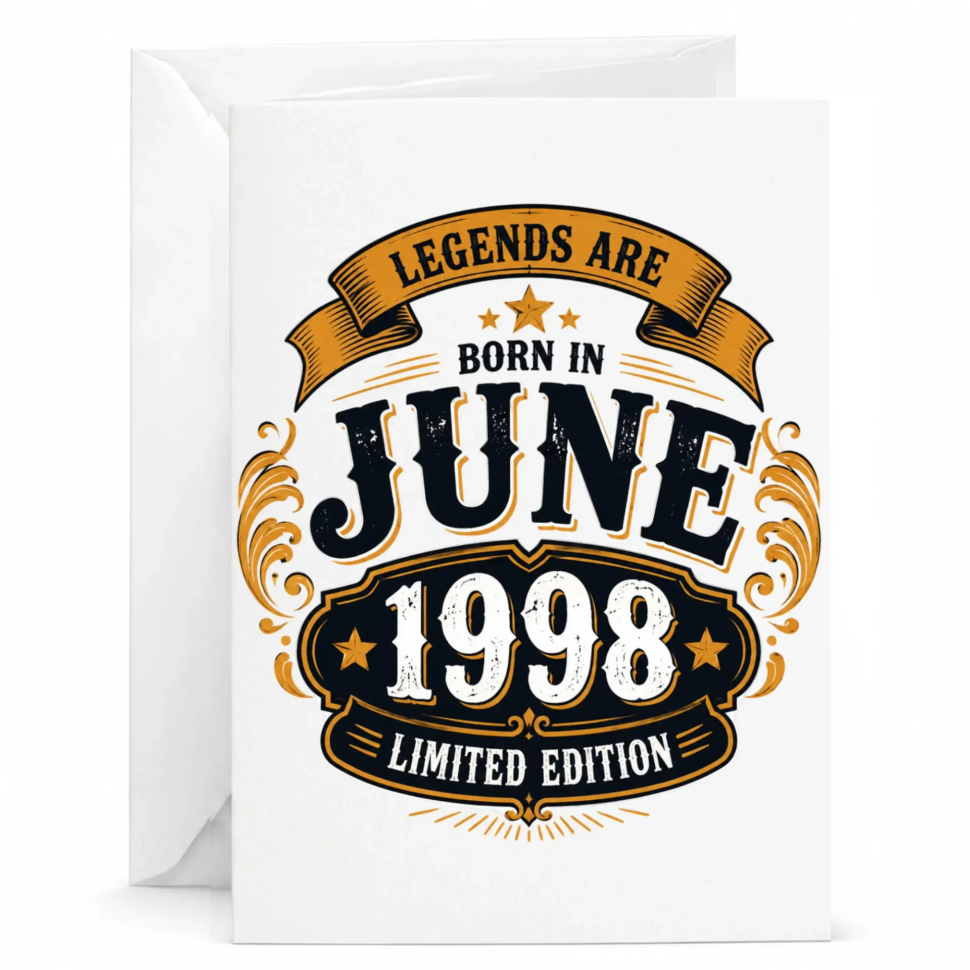 Birthday Card Legends Are Born in June 1998 Limited Edition Funny Vintage Style Greeting Card for Milestone Celebration