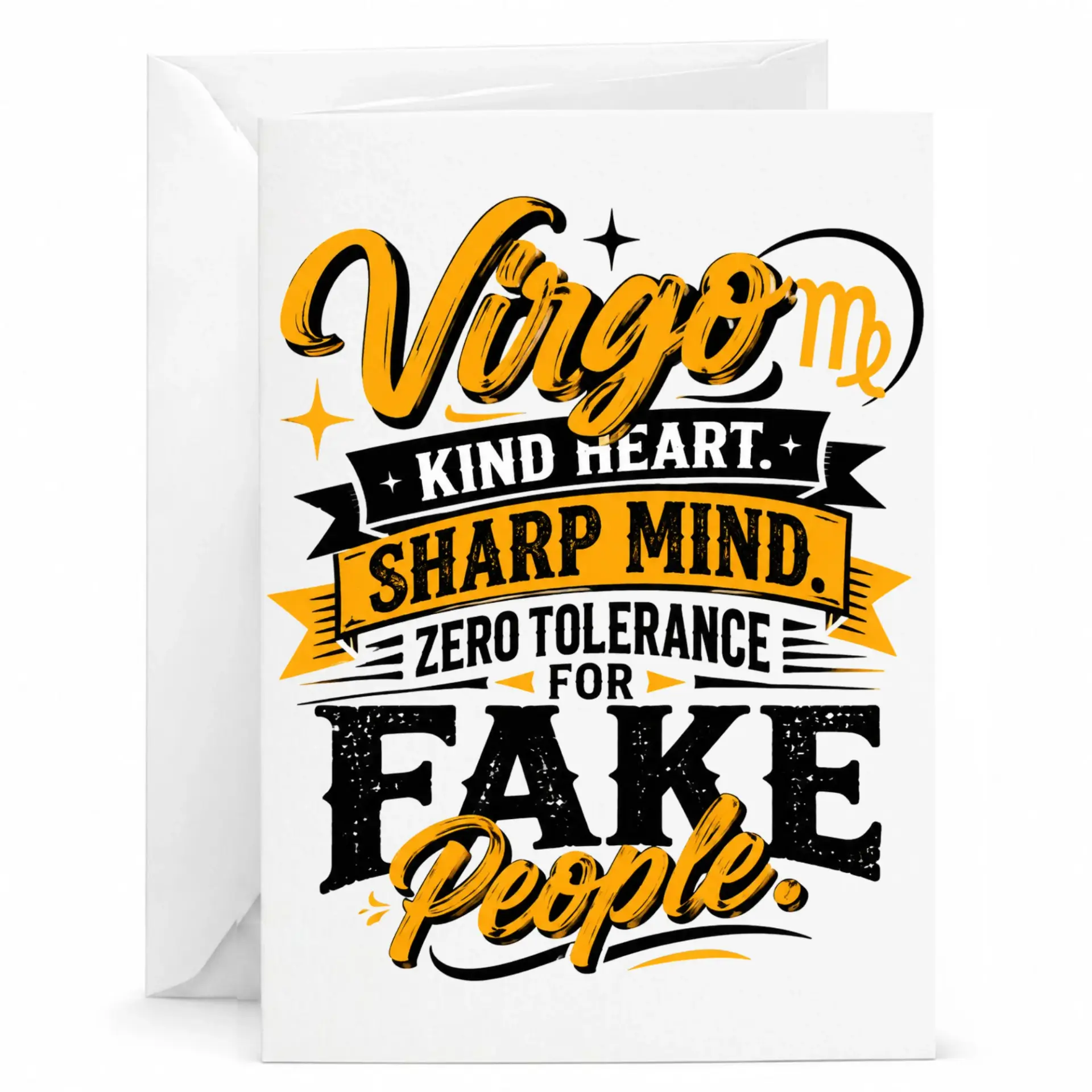 Birthday Card Virgo Zodiac Sign Funny Greeting Card for Astrology Lovers Kind Heart Sharp Mind Aesthetic Design