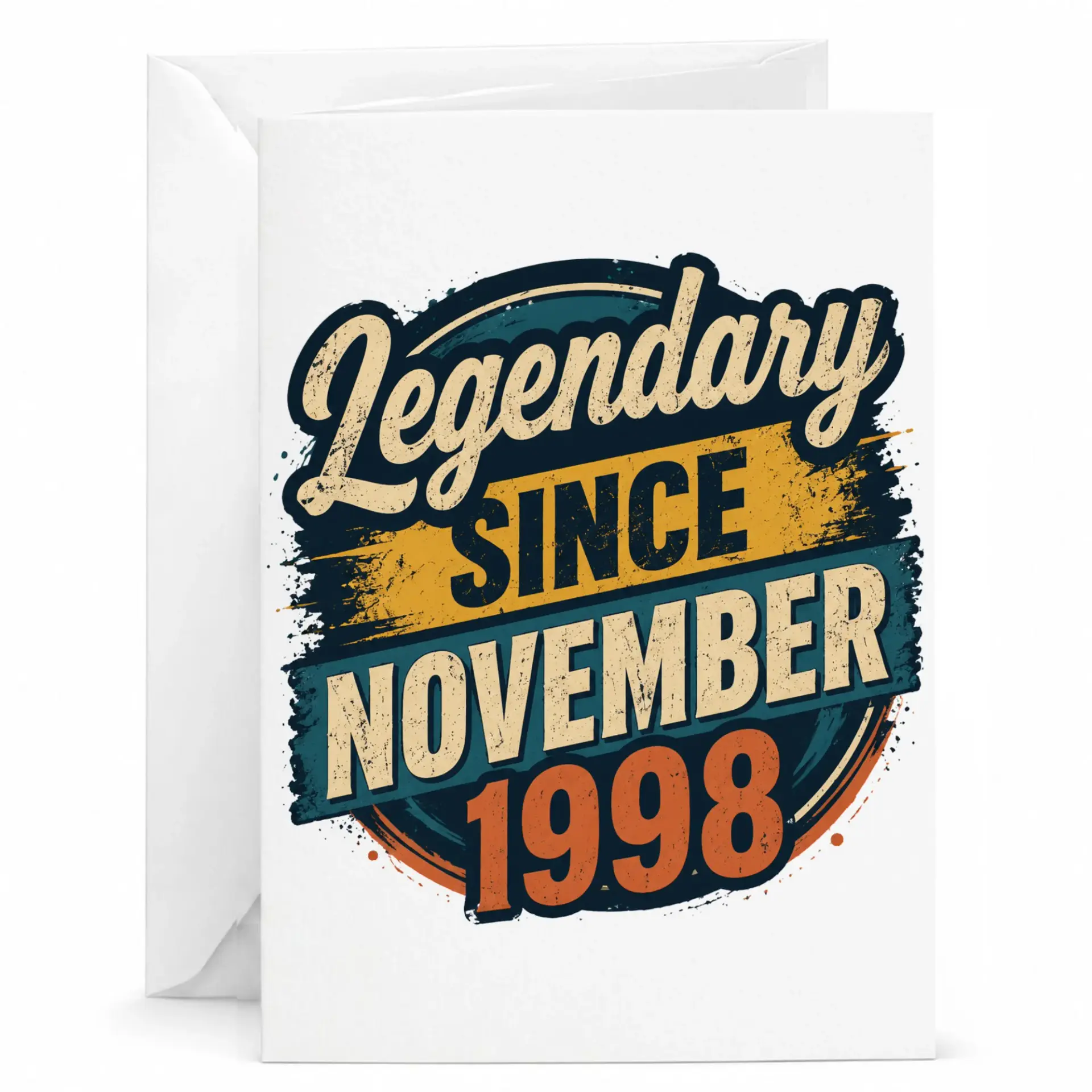 Birthday Greeting Card Legendary Since November 1998 Vintage Style Retro Design for Milestone Birthday Celebrations