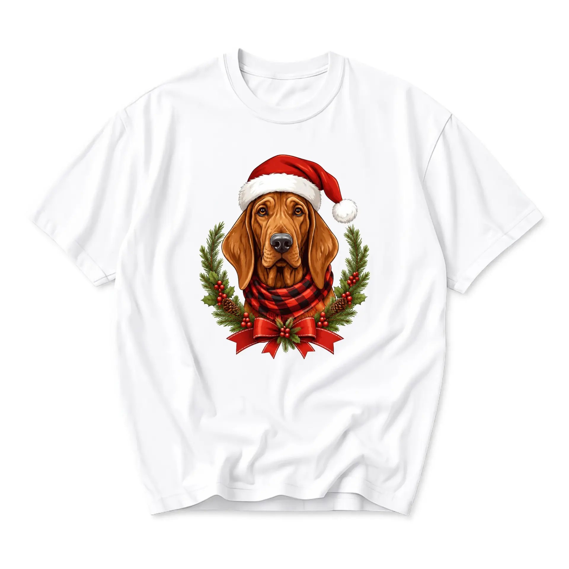 Graphic Tee Unisex Holiday Hound Dog Print Short Sleeve Crew Neck
