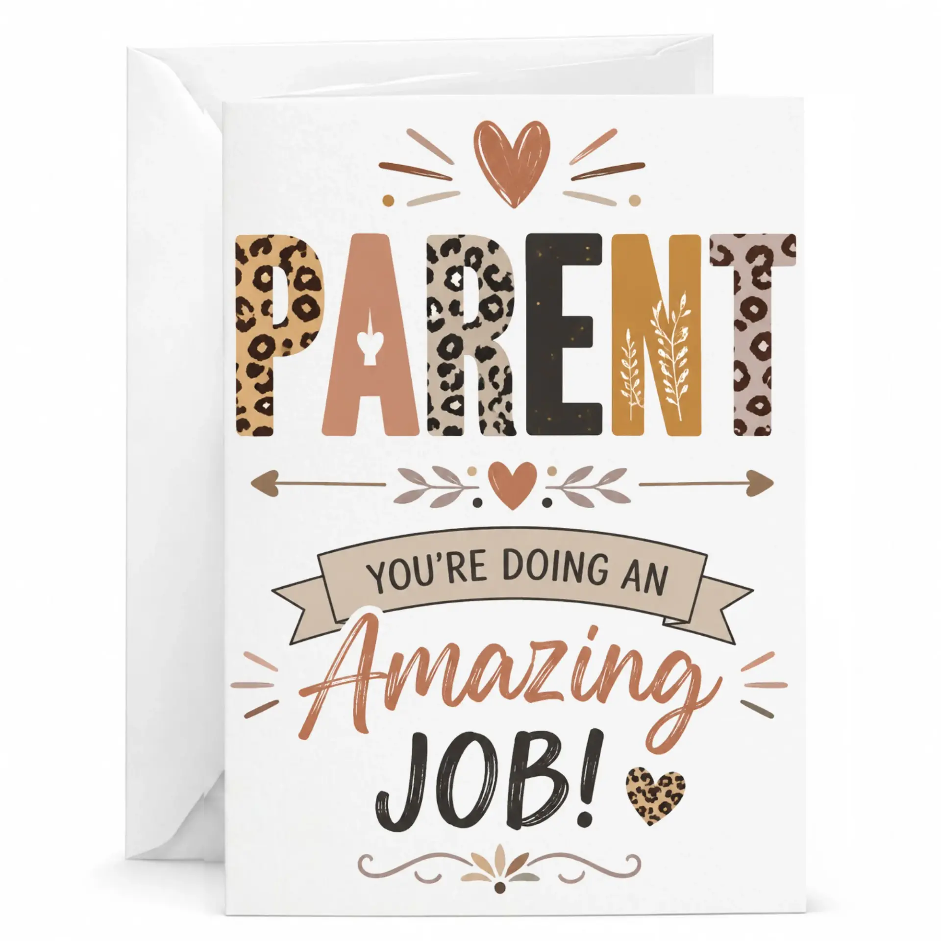 Greeting Card Parent You Are Doing an Job Bohemian Style Appreciation Note with Envelope for Encouragement