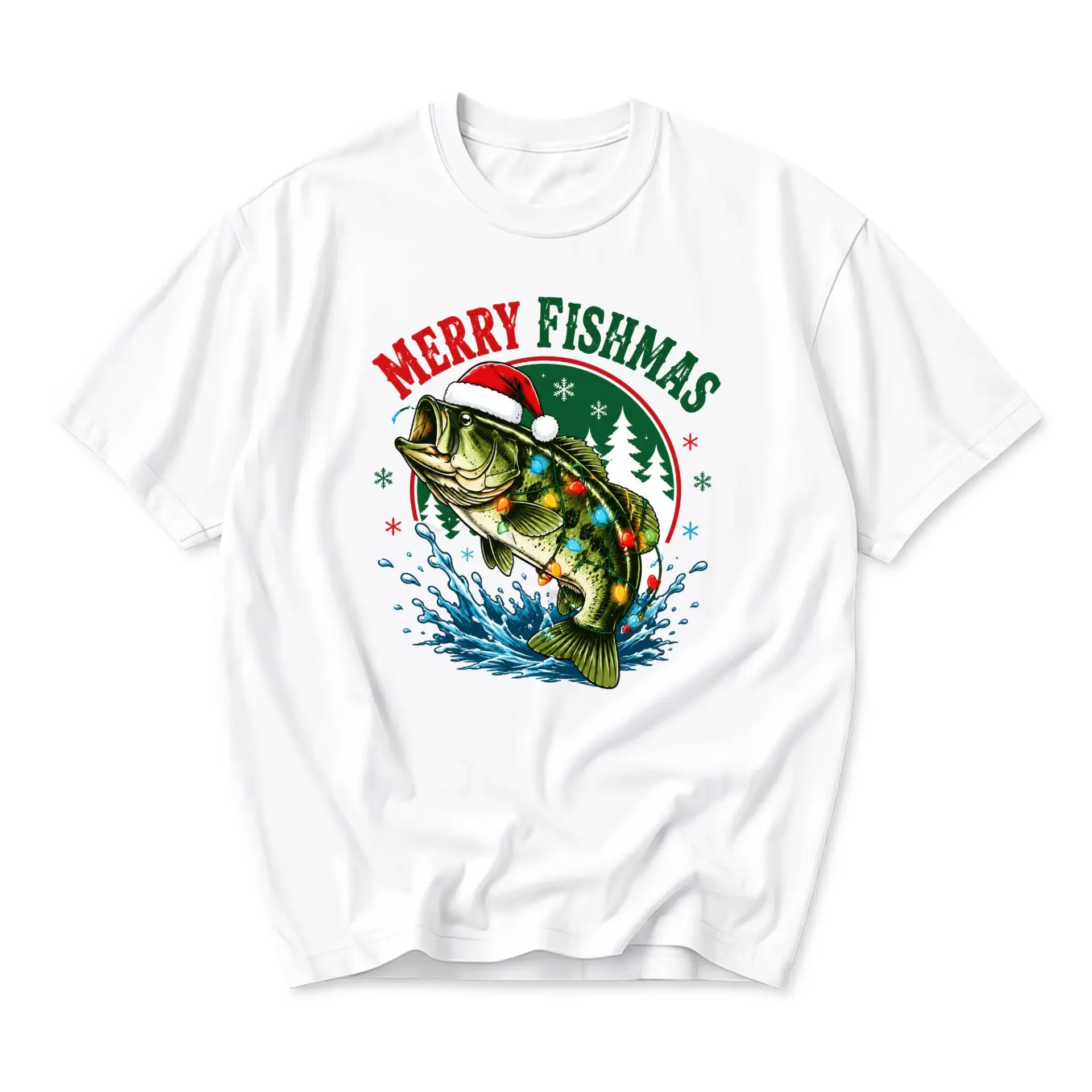 Funny Shirt Merry Fishmas Holiday Graphic Tee Unisex Casual Apparel for Fishing Enthusiasts and Seasonal Wear