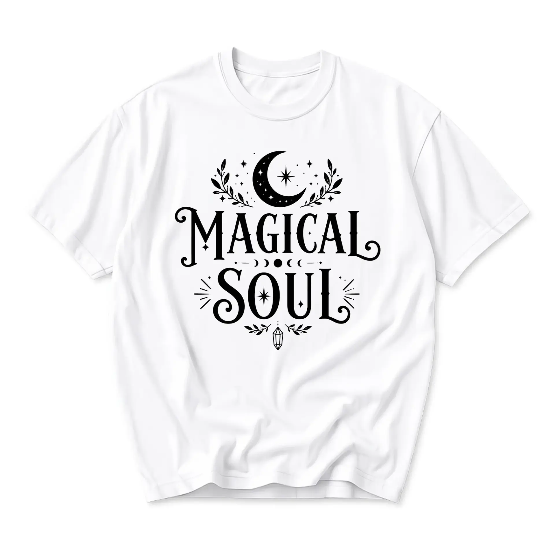 Graphic Tee Magical Soul Celestial Moon Aesthetic Unisex Cotton Crew Neck Casual Short Sleeve Everyday Shirt
