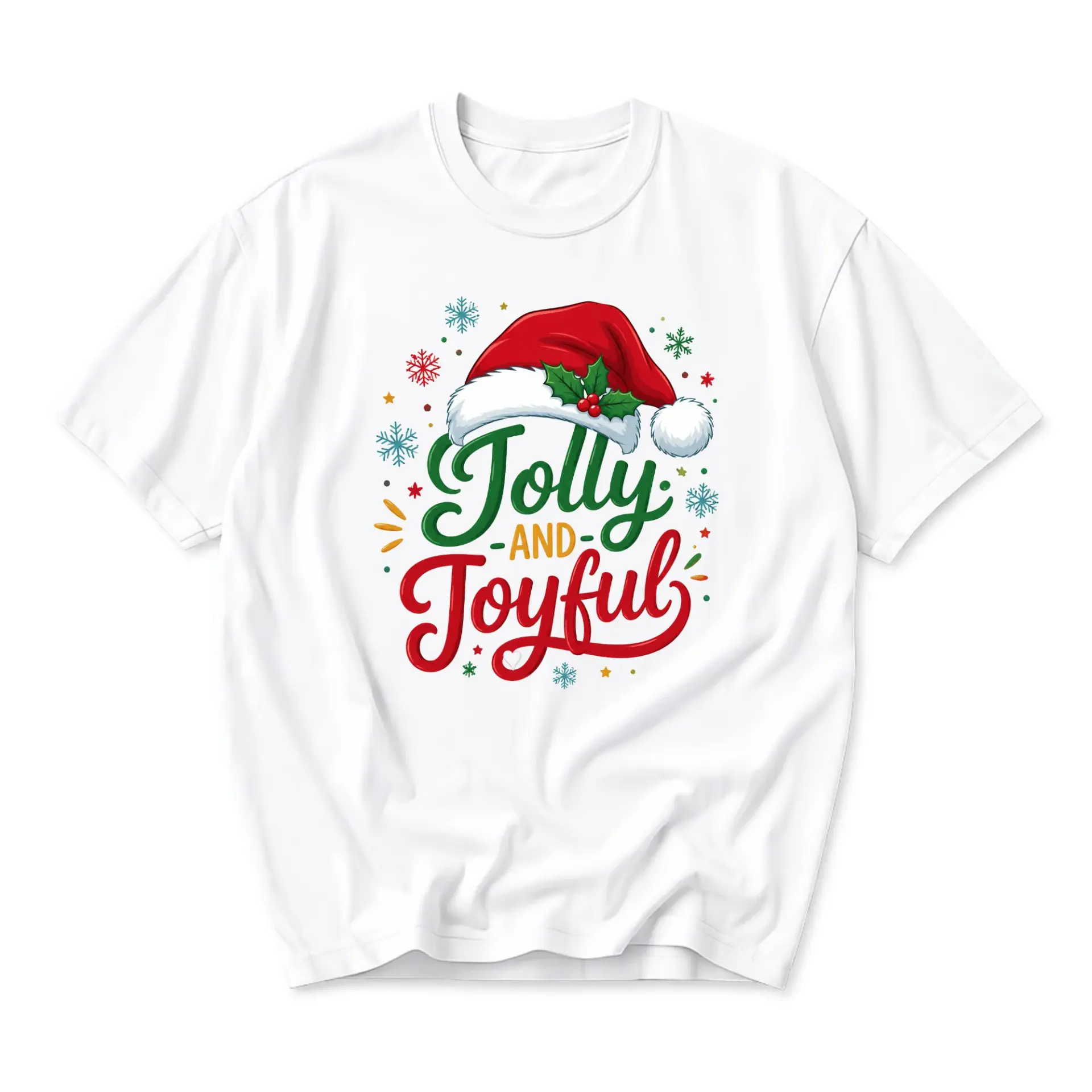 Graphic Tee Jolly and Joyful Holiday Unisex Shirt Christmas Celebration