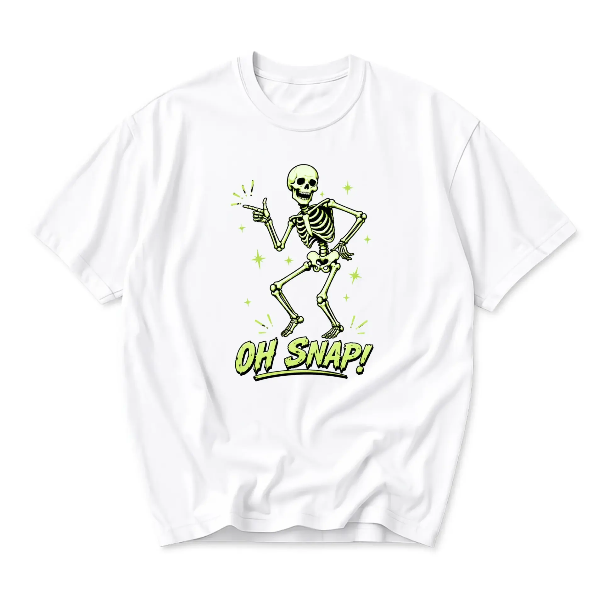 Funny Shirt Oh Snap Skeleton Graphic Tee Casual Unisex Crew Neck Top for Everyday Outfits and Creative Self Expression