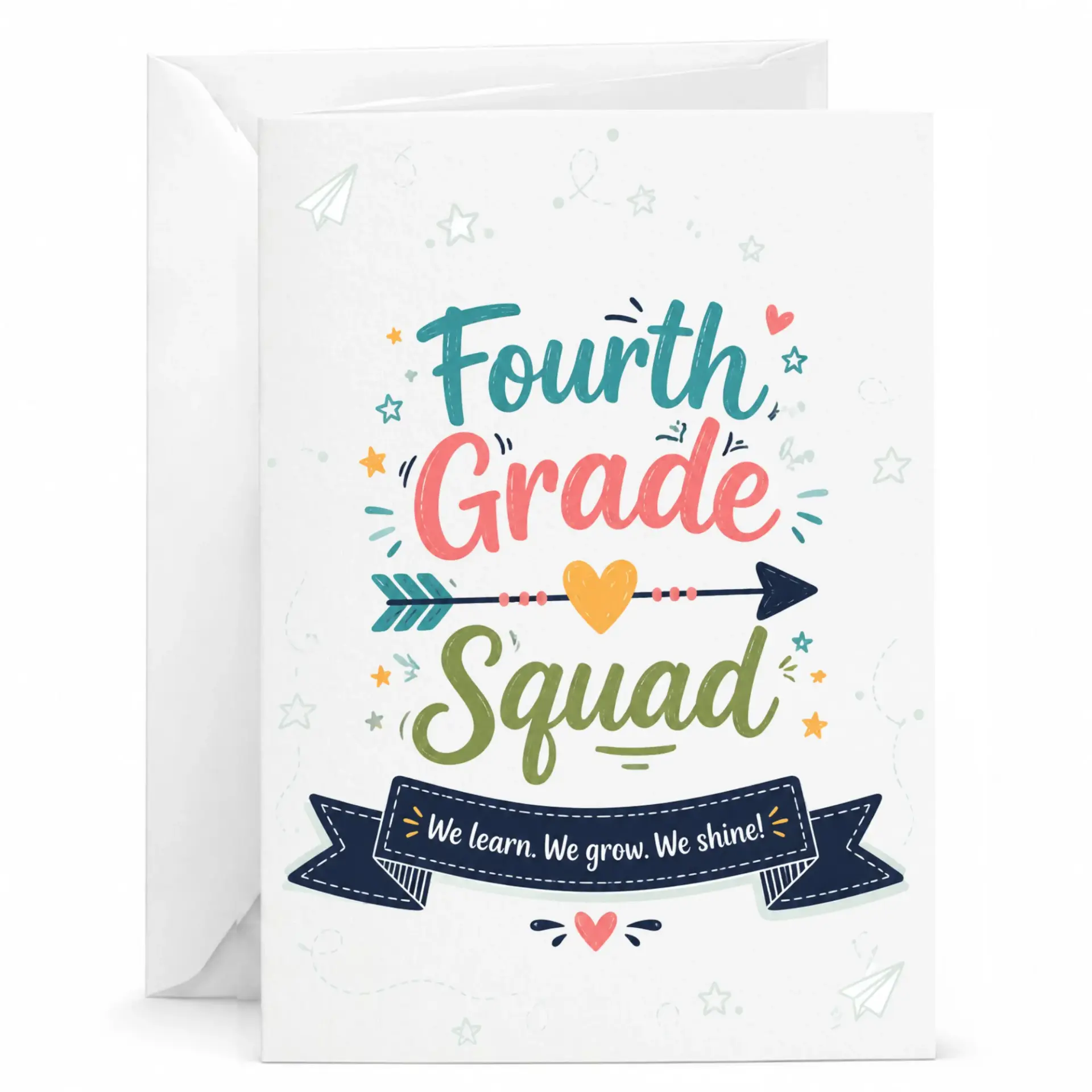 Greeting Card Fourth Squad Featuring Inspirational Typography and Playful Hand Drawn with Matching Envelope