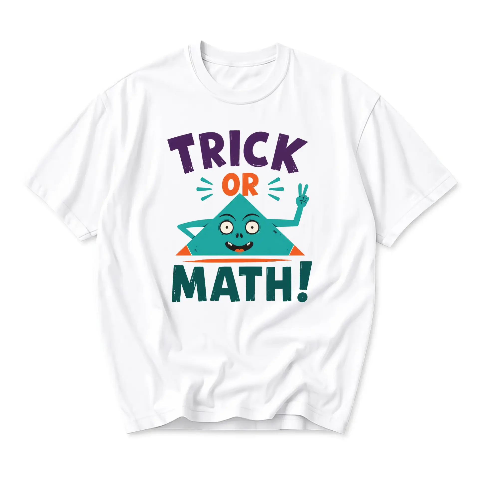 Funny Shirt Trick or Math Graphic Tee Casual Unisex Crew Neck Top Soft Cotton Everyday Apparel for Seasonal Humor