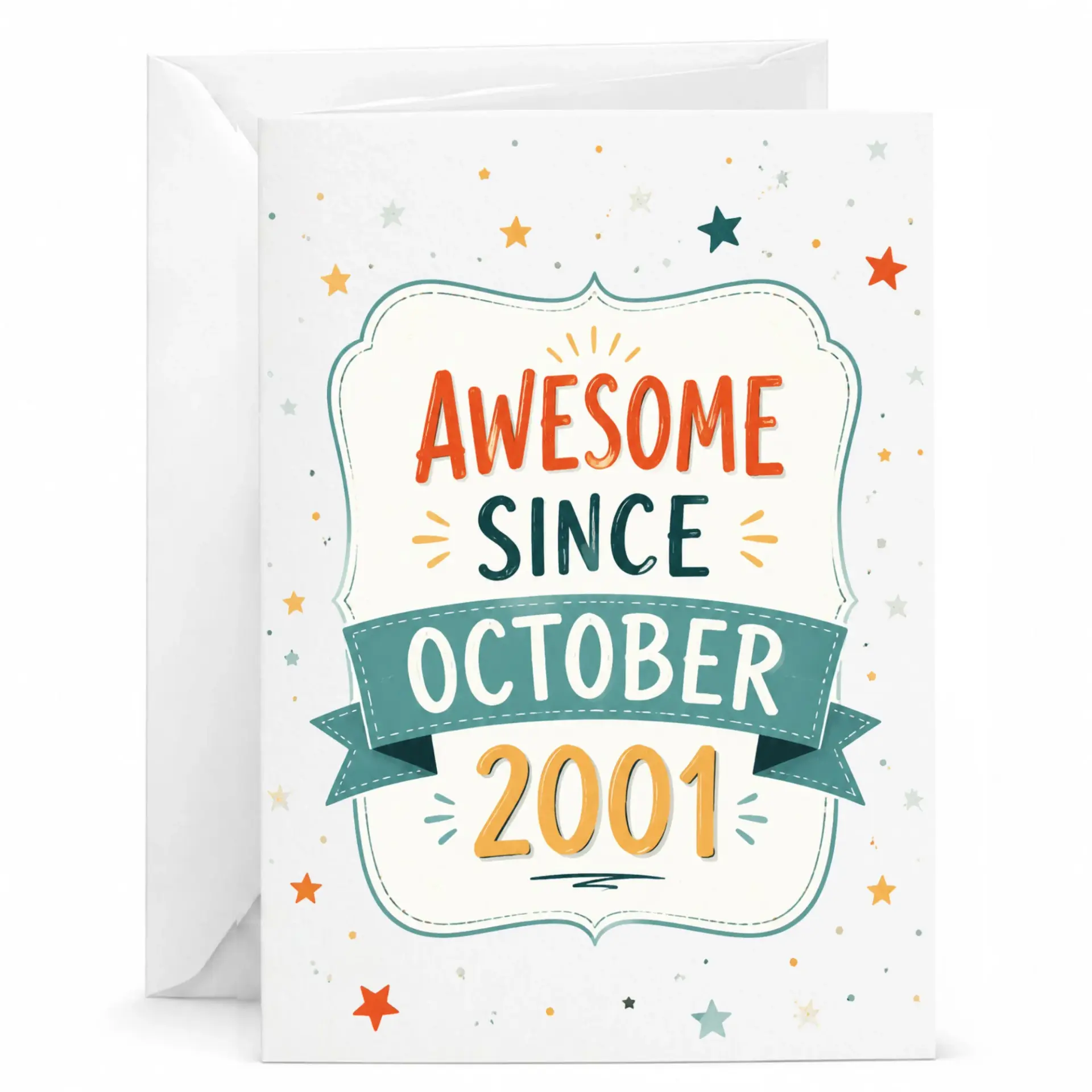 Birthday Card Awesome Since October 2001 Vintage Style Celebration Greeting Card for Milestone Birthdays